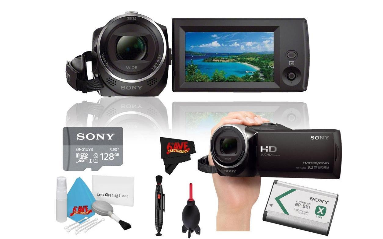 Sony HDR-CX405 Hd Camcorder Black + Sony 128Gb Uhs-I Microsdxc Memory Card () + Lens Pen Cleaner Year Warranty