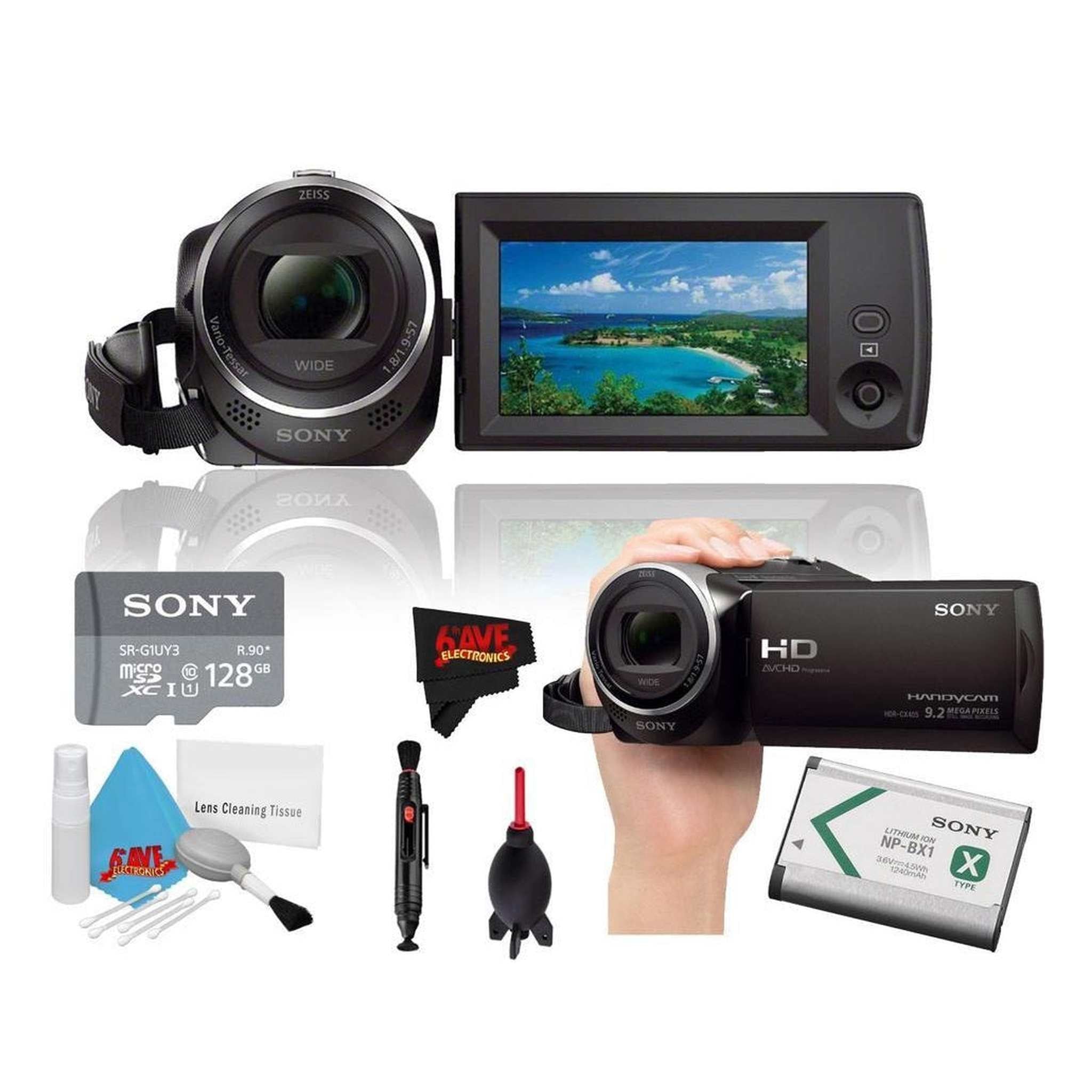 Sony HDR-CX405 Hd Camcorder Black + Sony 128Gb Uhs-I Microsdxc Memory Card + Lens Pen Cleaner Year Warranty