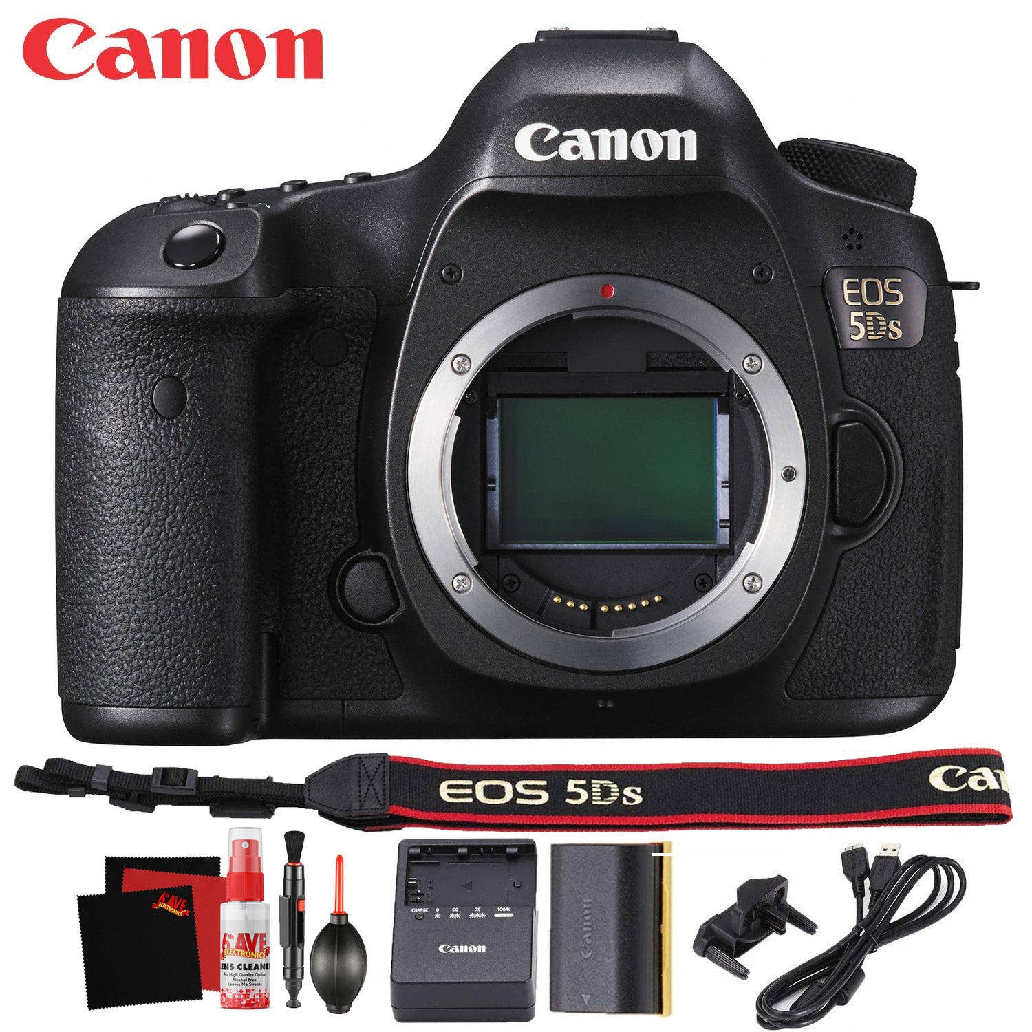 Canon EOS 5DS DSLR Camera International Version 50 Megapixel HD Video Battery Neck Strap Starter Accessory Bundle