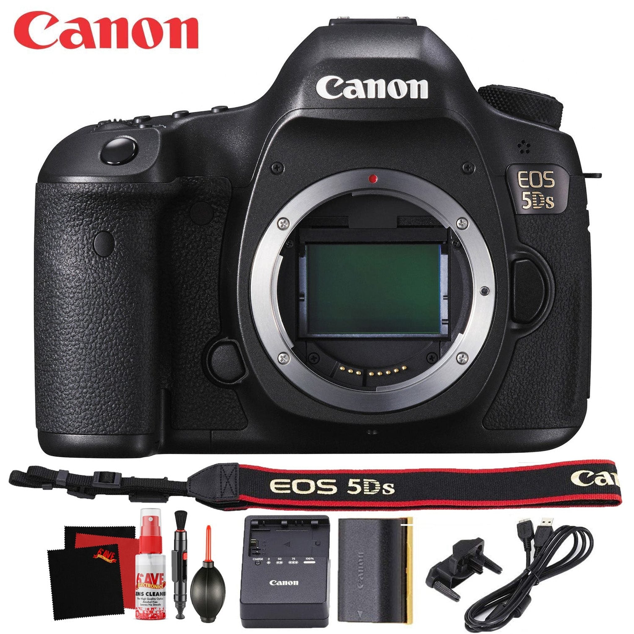Canon EOS 5DS DSLR Camera International Version 50 Megapixel HD Video Battery Neck Strap Starter Accessory Bundle