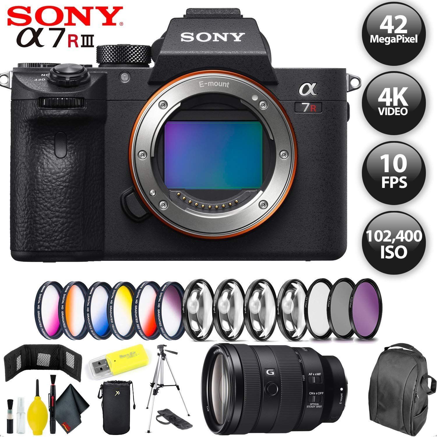 Sony Alpha a7R III Mirrorless Digital Camera + 32GB Memory Card + Sony FE 24-105mm Lens