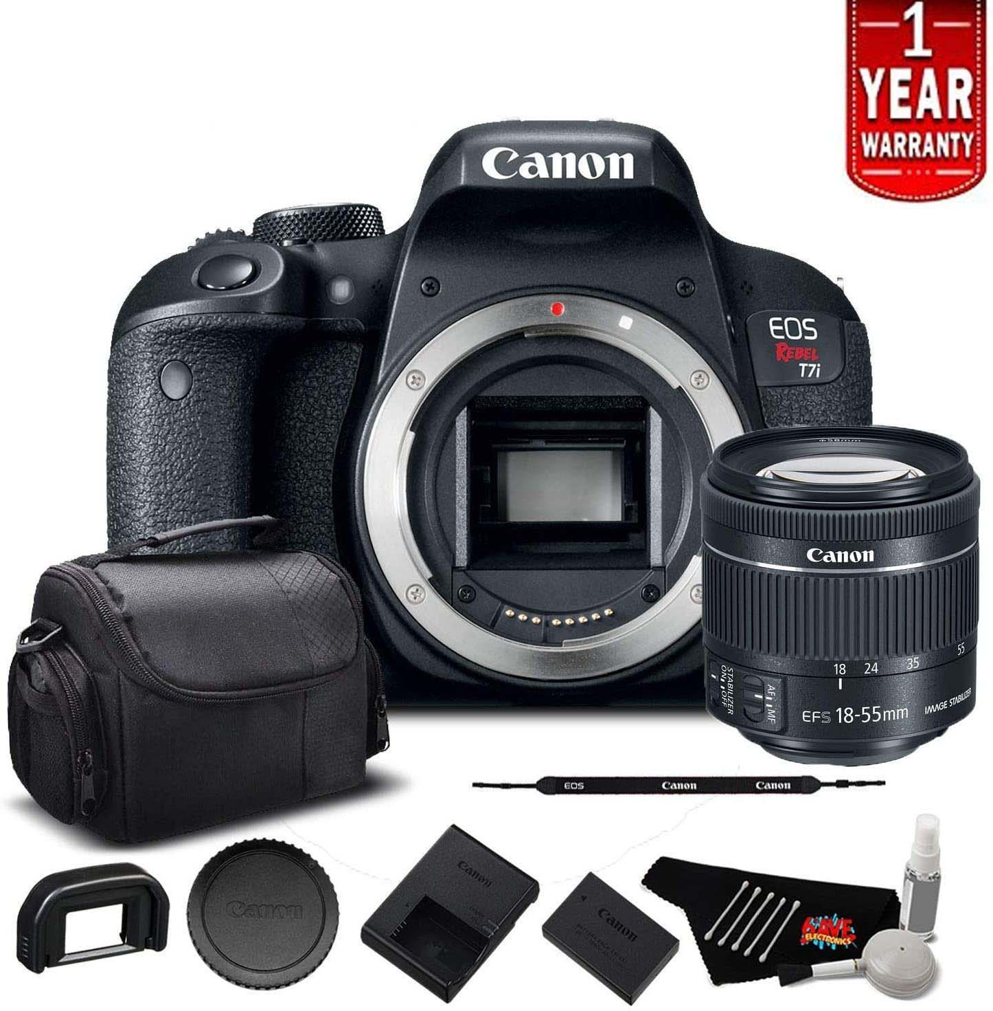 Canon EOS Rebel T7i Digital SLR Camera with is STM 18-55mm Lens 1894C002 - Starter Bundle (International Version)