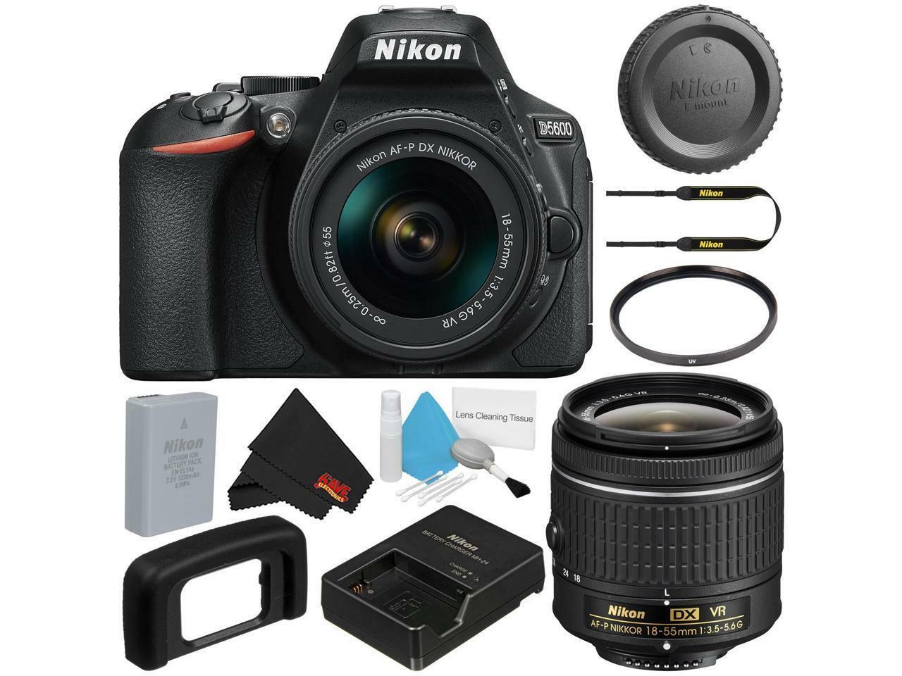 Nikon D5600 DSLR Camera w/18-55mm VR AF-P Lens Deluxe Bundle