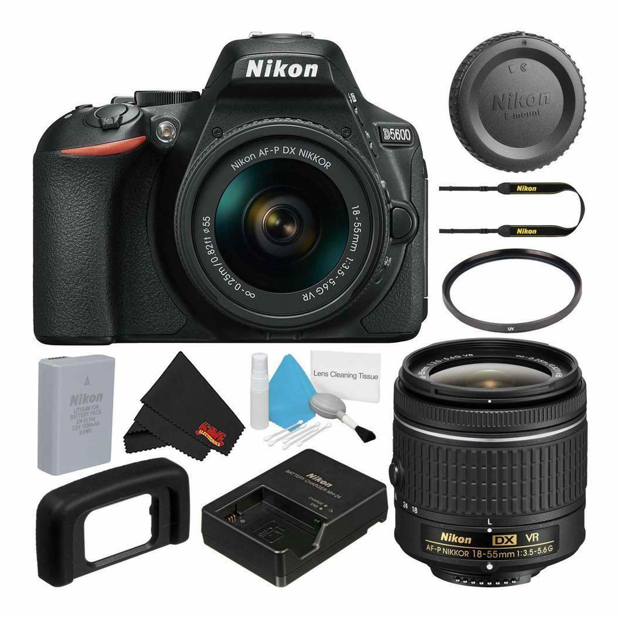 Nikon D5600 DSLR Camera w/18-55mm VR AF-P Lens Deluxe Bundle