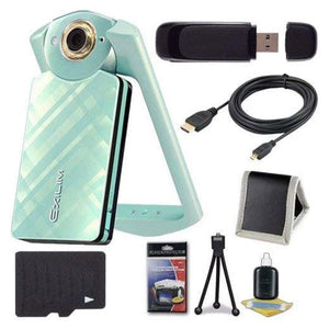 6Ave Casio EX-TR60 Self Portrait/Selfie Digital Camera Green + 32GB microSD Class 10 Memory Card + Micro HDMI Cable +