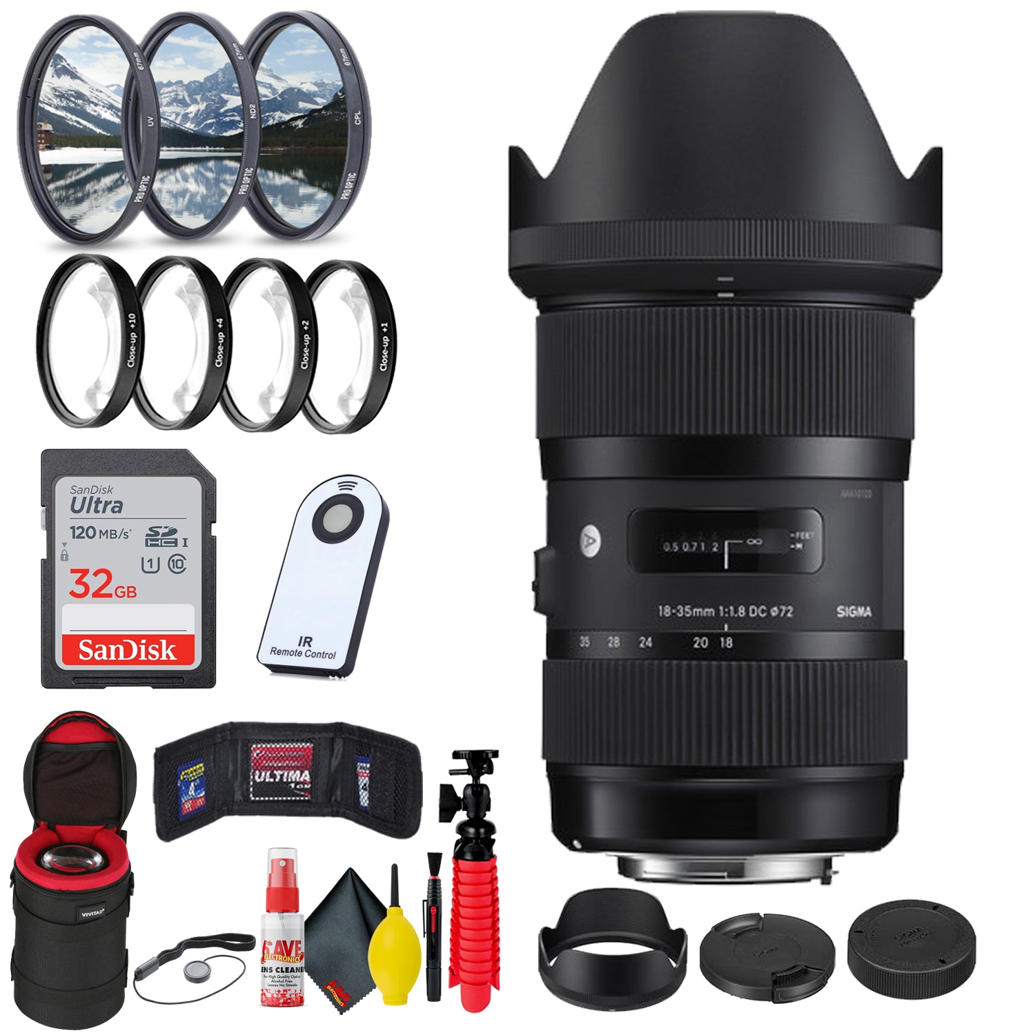 Sigma 18-35mm f/1.8 DC HSM Art Lens for Canon EF + 32GB SD Card Bundle