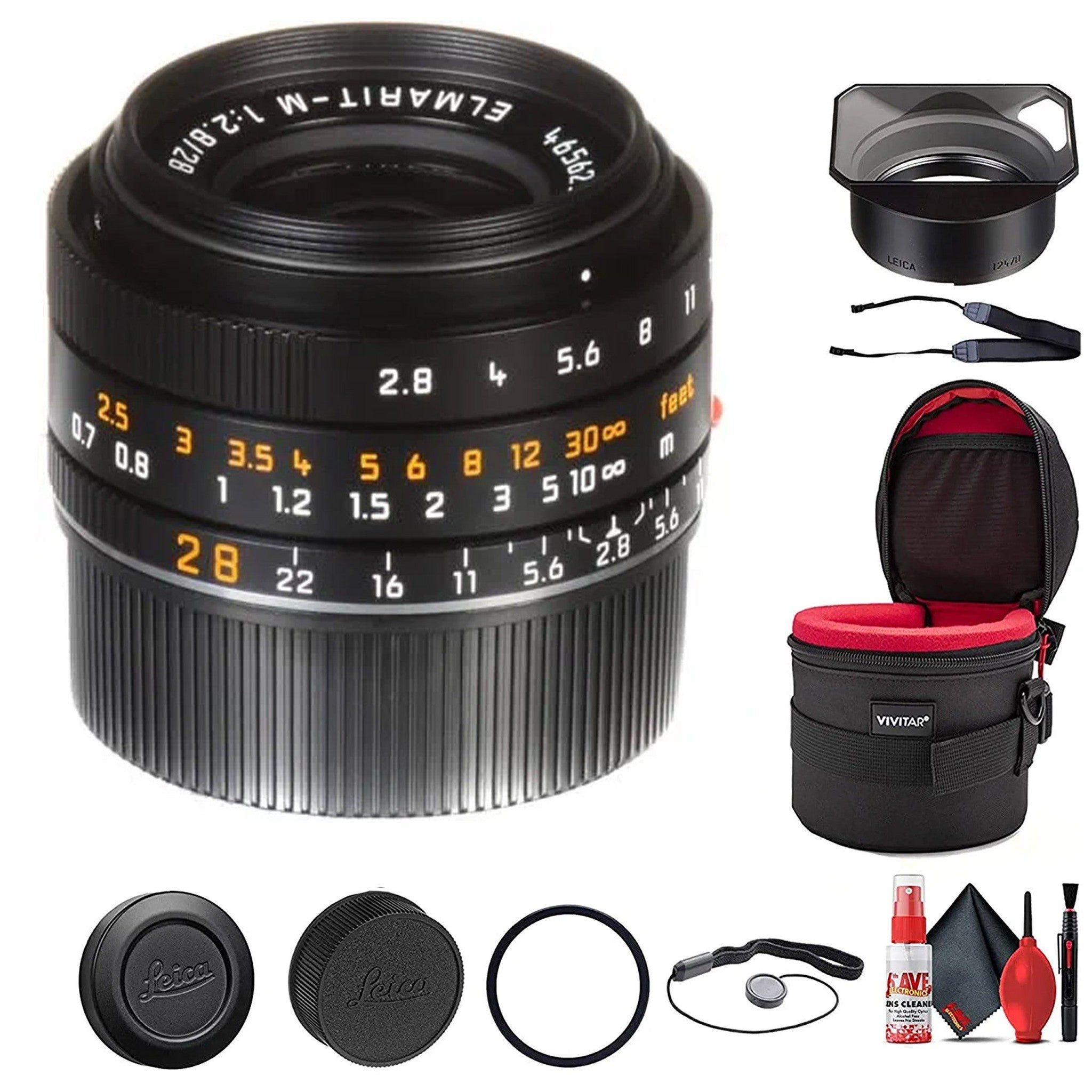 Leica Elmarit-M 28mm f/2.8 ASPH Lens + 6Ave Accessory Kit Leica
