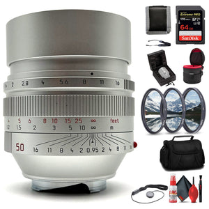 Leica 11667 Noctilux-M 50mm/f0.95 ASPH Normal Lens, Silver + 6Ave Accessory Kit Leica