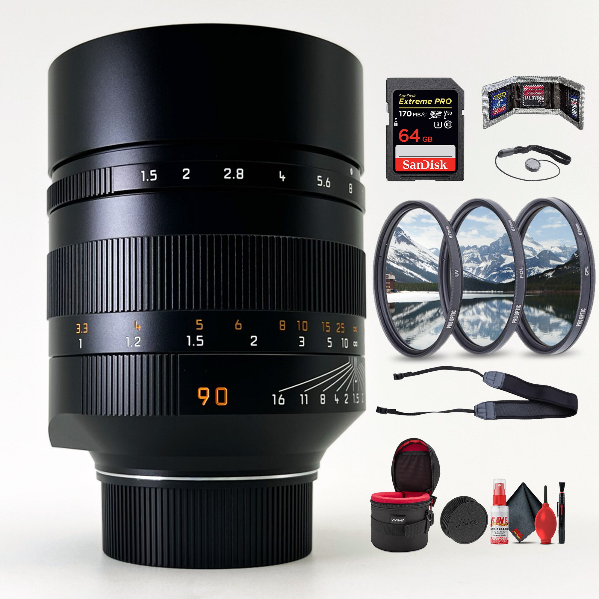 Leica Summilux-M 90mm f/1.5 Aspherical Lens + 6Ave Accessory Kit