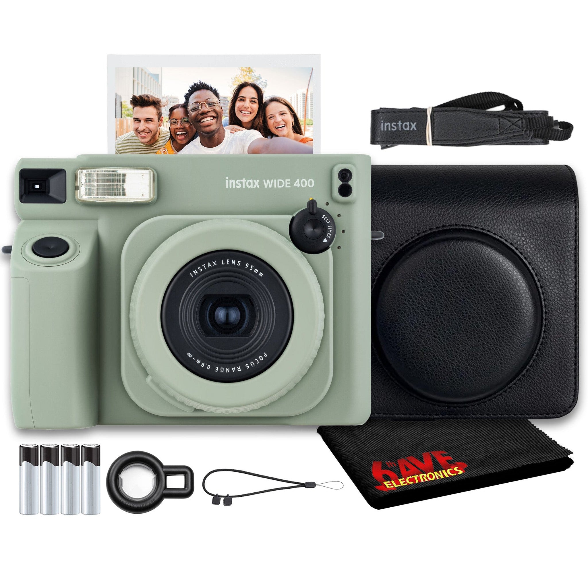 Fujifilm INSTAX Wide 400 Instant Camera - Sage Green, Case For Instax Wide 400