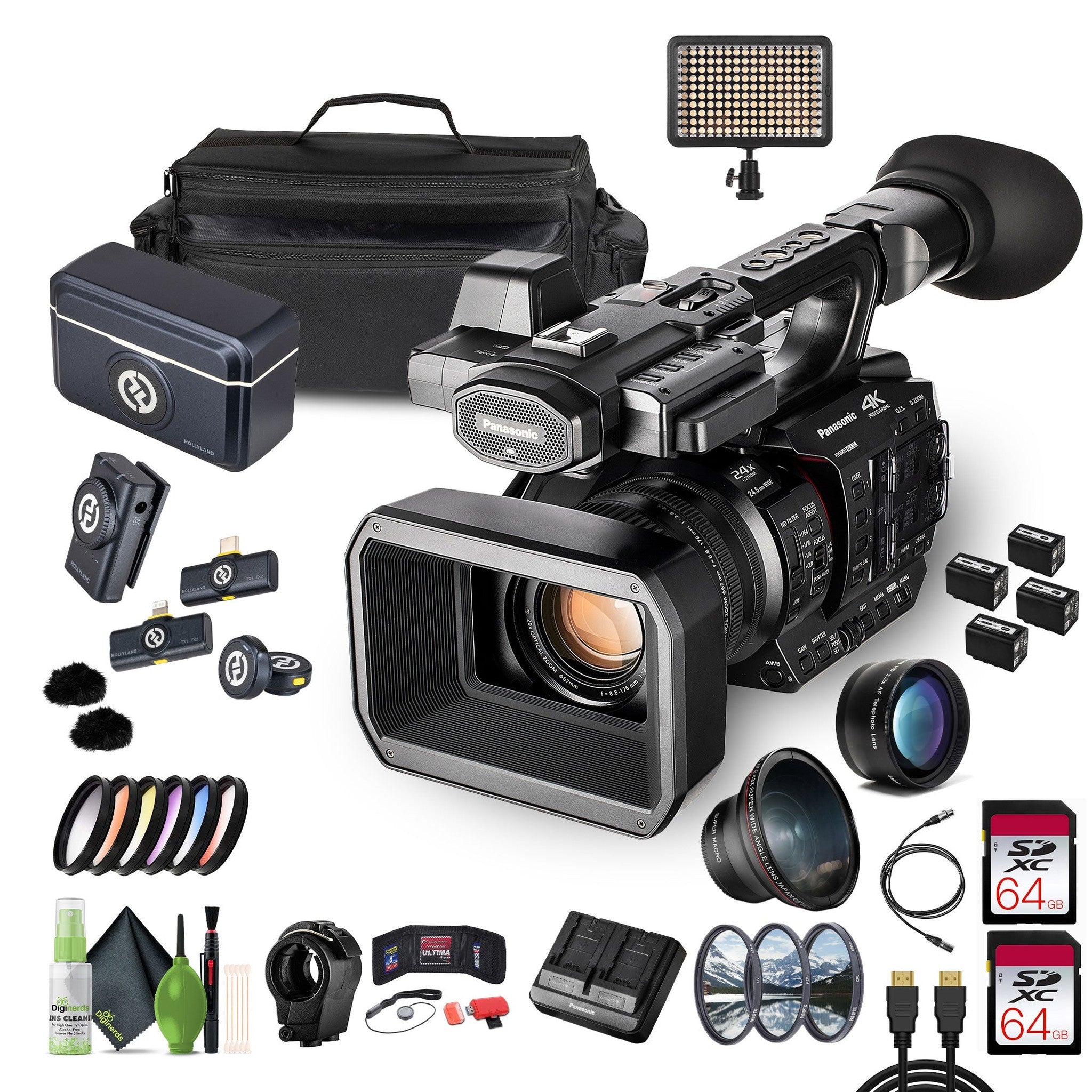Panasonic AG-X20ED / HC-X20 UHD 4K Camcorder, Pro Video Camera 20x Zoom+ 2x 64GB Memory Card