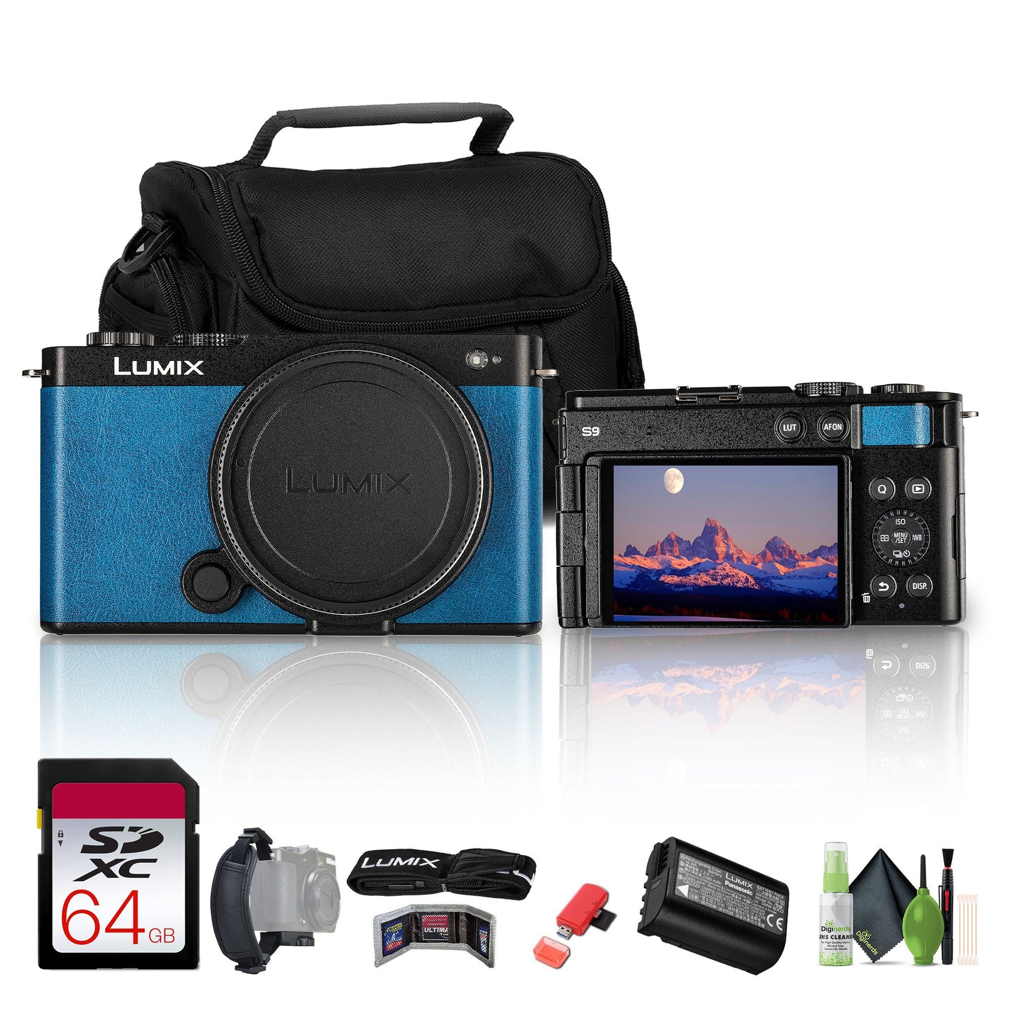 Panasonic Lumix S9 Camera Blue , 64GB Memory Card