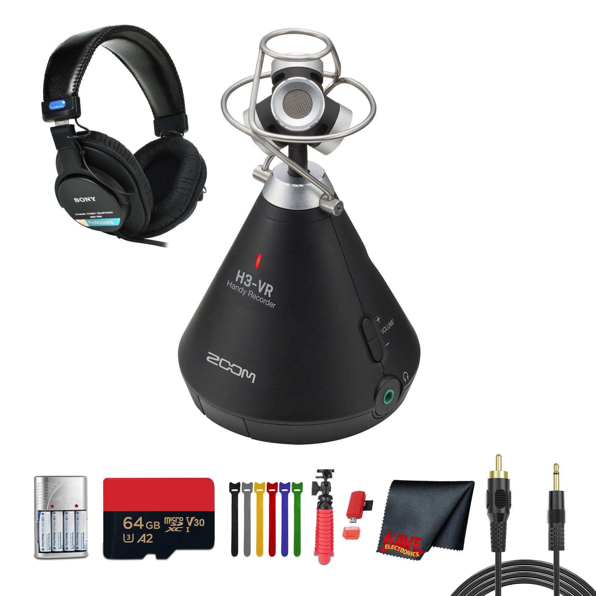 Zoom H3-VR Handy Audio Recorder + MDR-7506 Stereo Headphones, Bundle