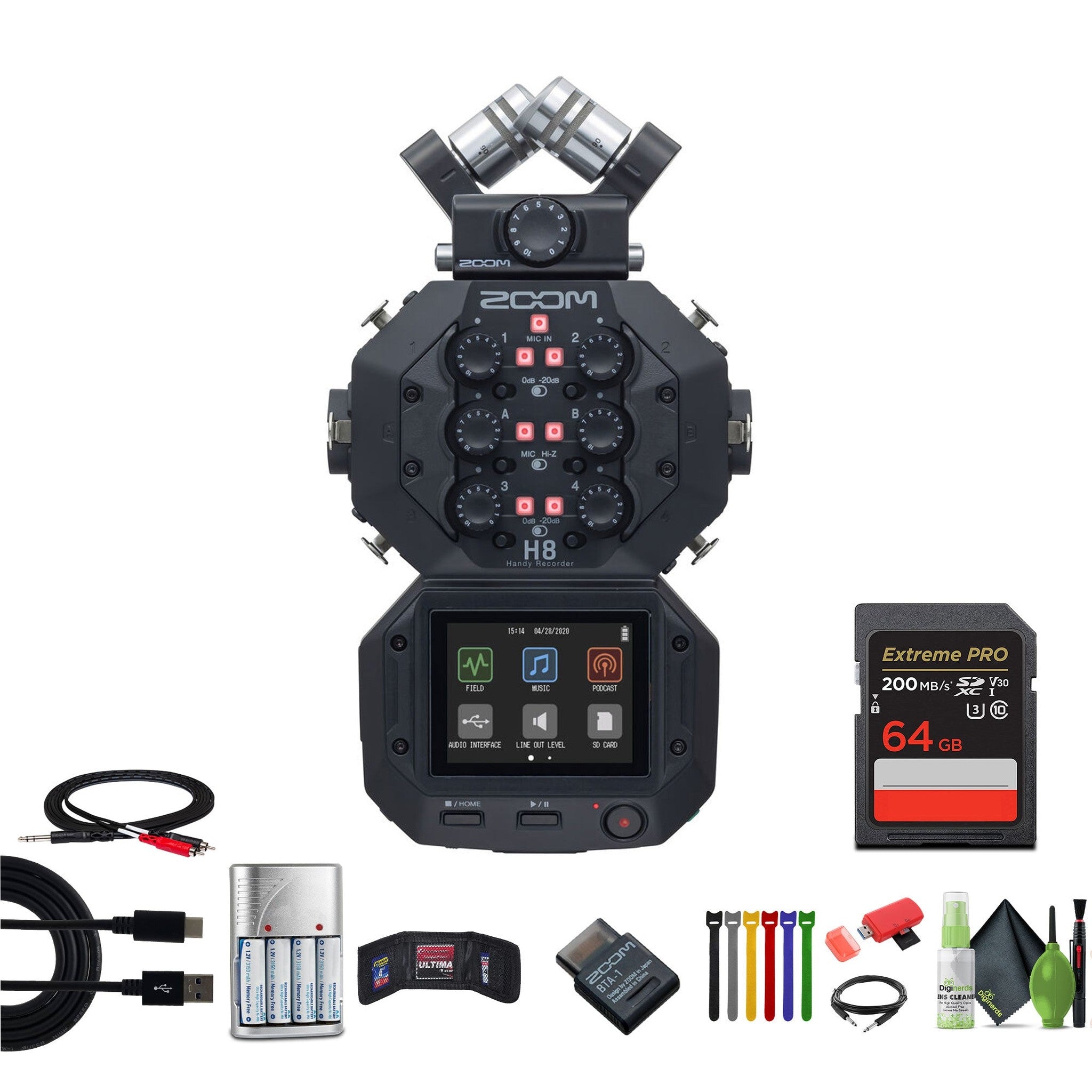 Zoom H8 12-Track Handy Audio Recorder, Sony MDR-7506 Stereo Headphones, Bundle
