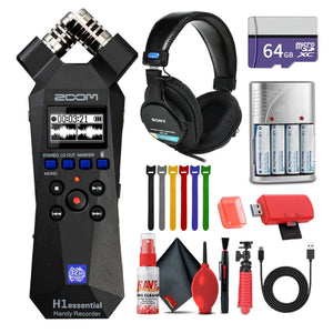 Zoom H1essential 2-Track 32-Bit Float Audio Recorder + Headphones, Bundle