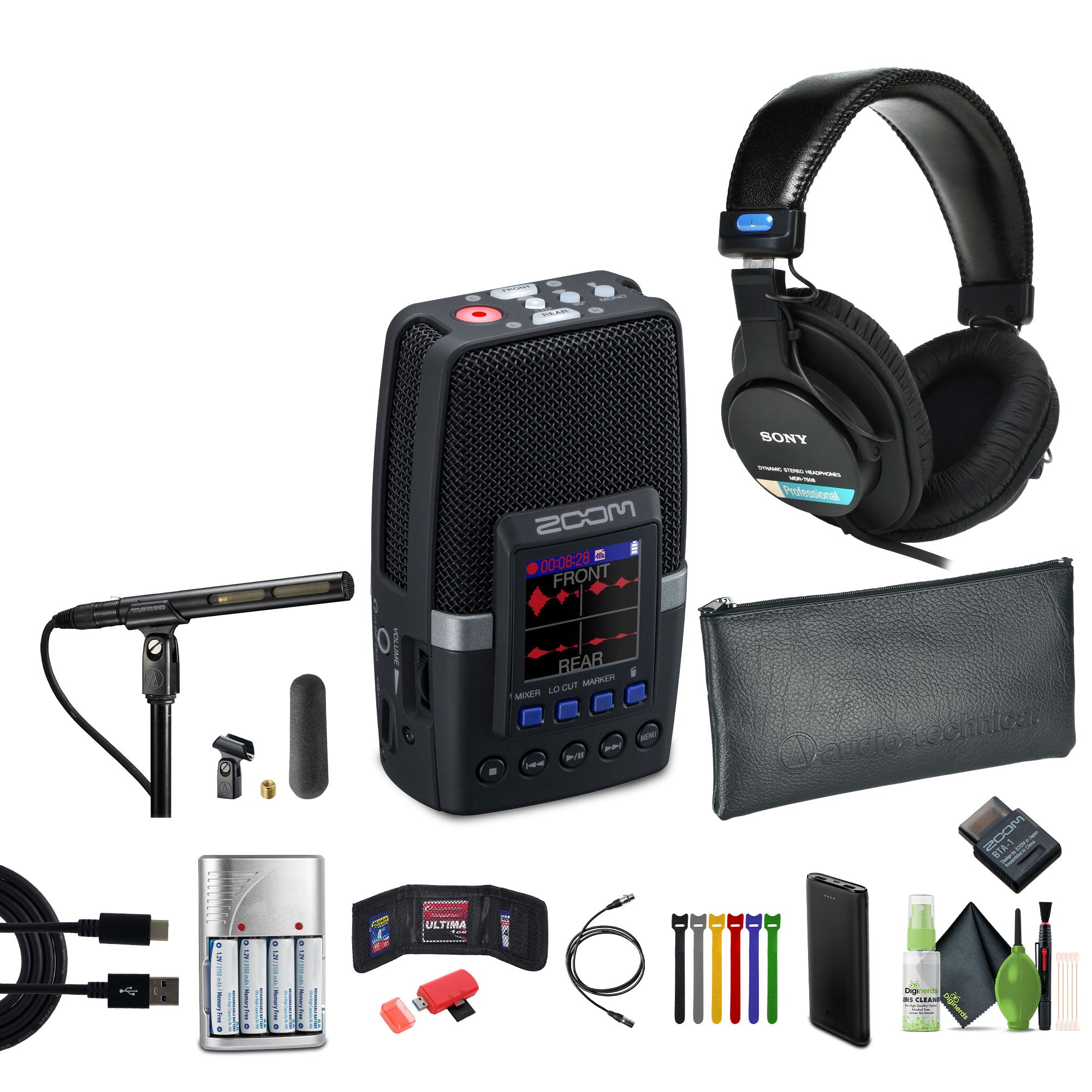 Zoom H2essential Multi-Mic Handy Recorder, Sony MDR-7506 Headphones, Bundle