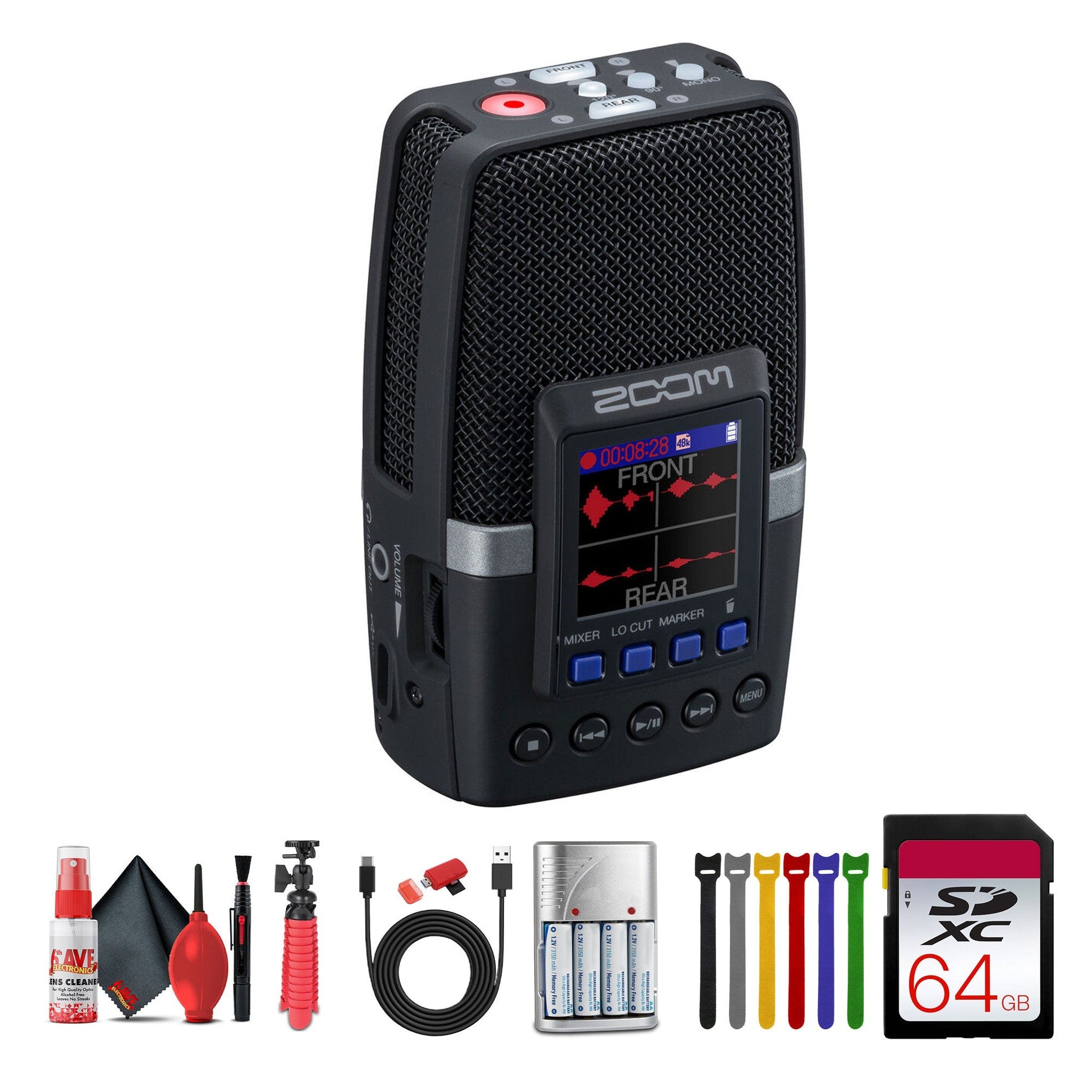 Zoom H2essential Multi-Mic32-Bit Float Handy Recorder + Bluetooth Adapter, Bundle