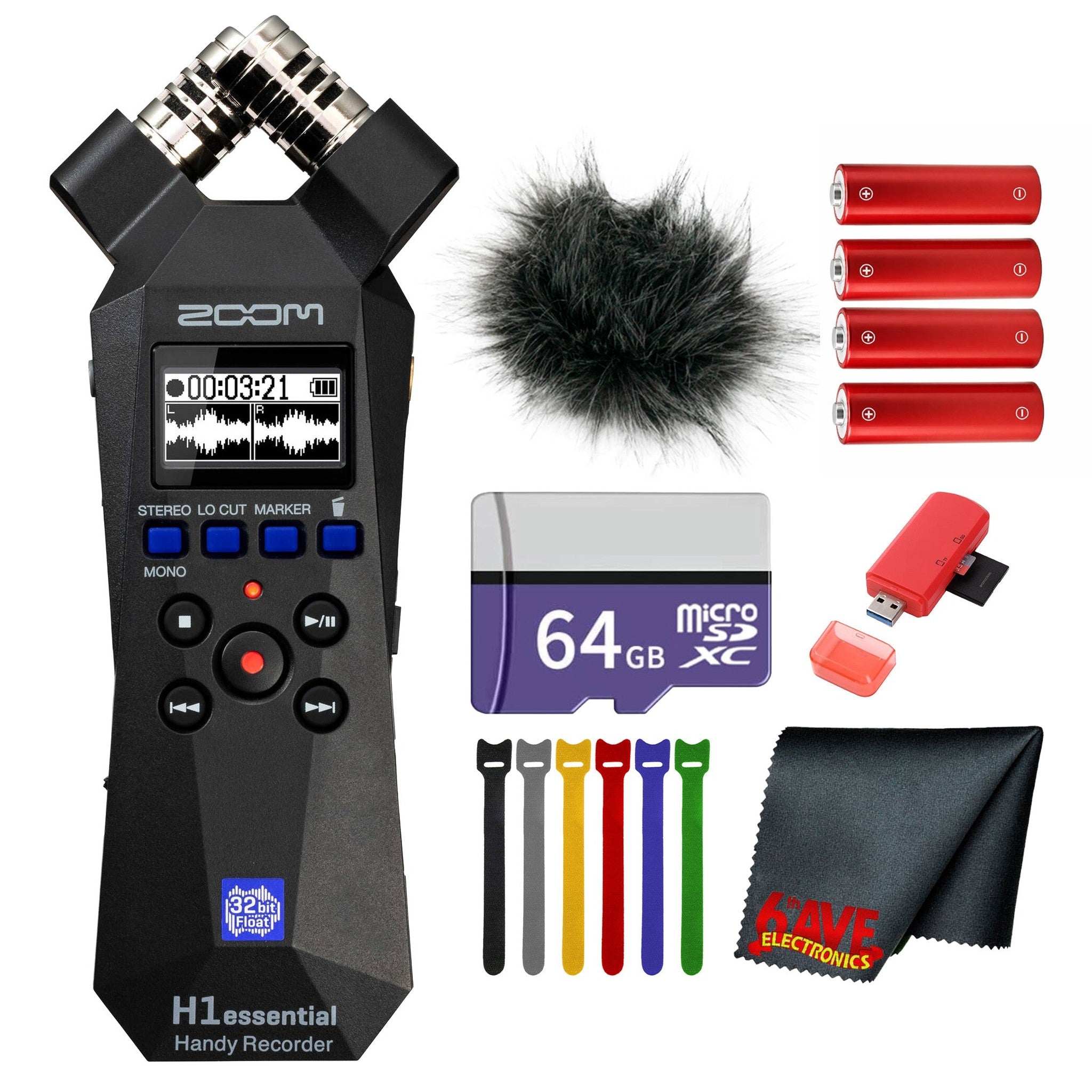 Zoom H1essential 2-Track 32-Bit Float Portable Recorder + 64GB Card