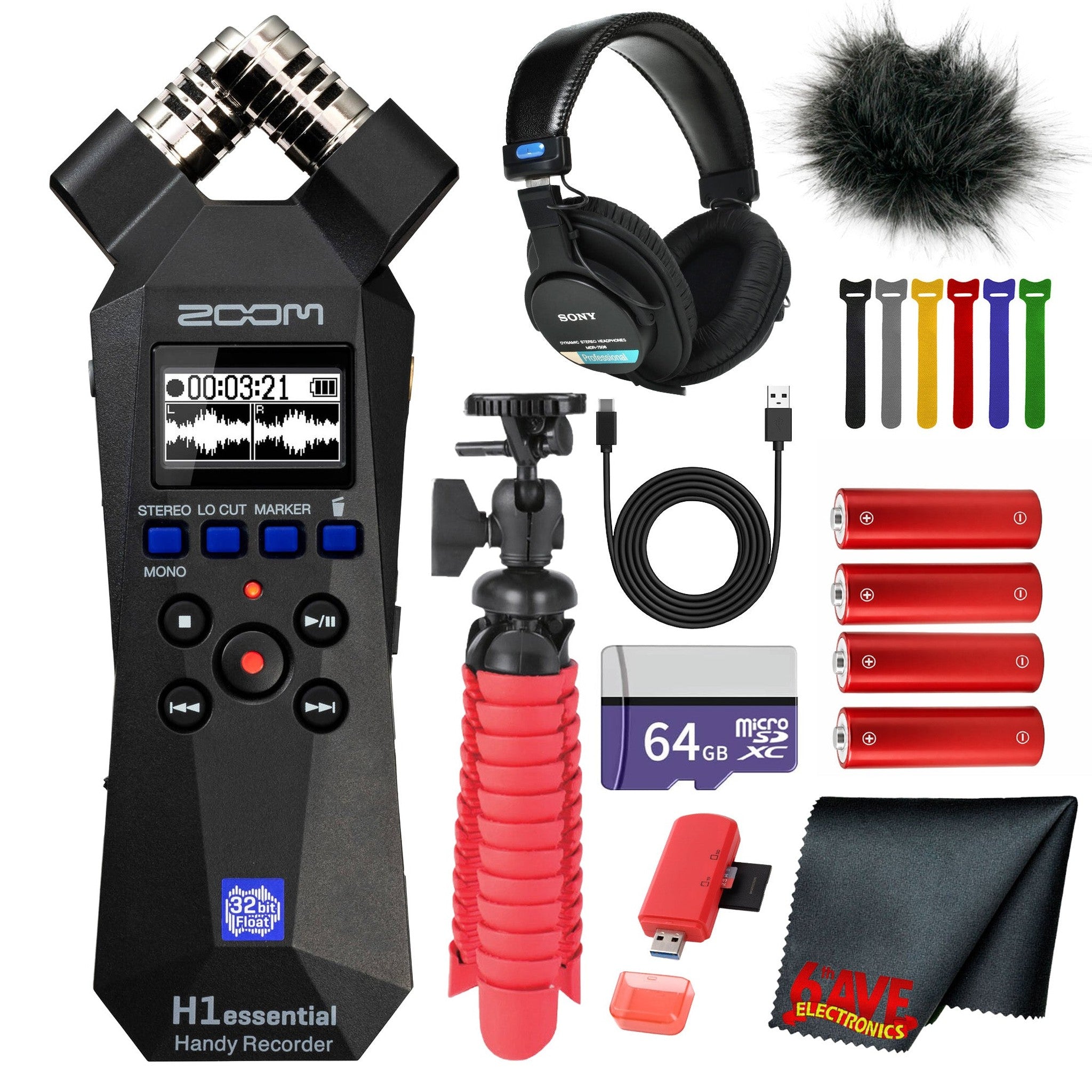 Zoom H1essential 2-Track 32-Bit Float Portable Recorder + Headphones
