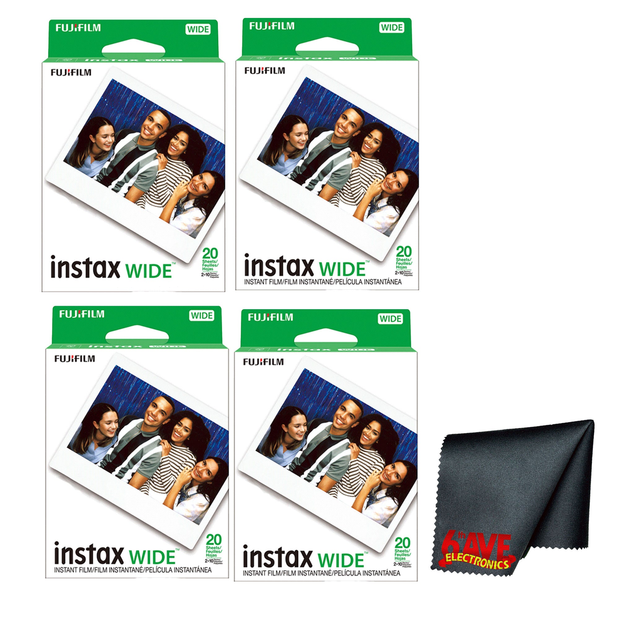 Fujifilm instax Wide Instant Film 80 Exposures + Microfiber Cleaning Cloth