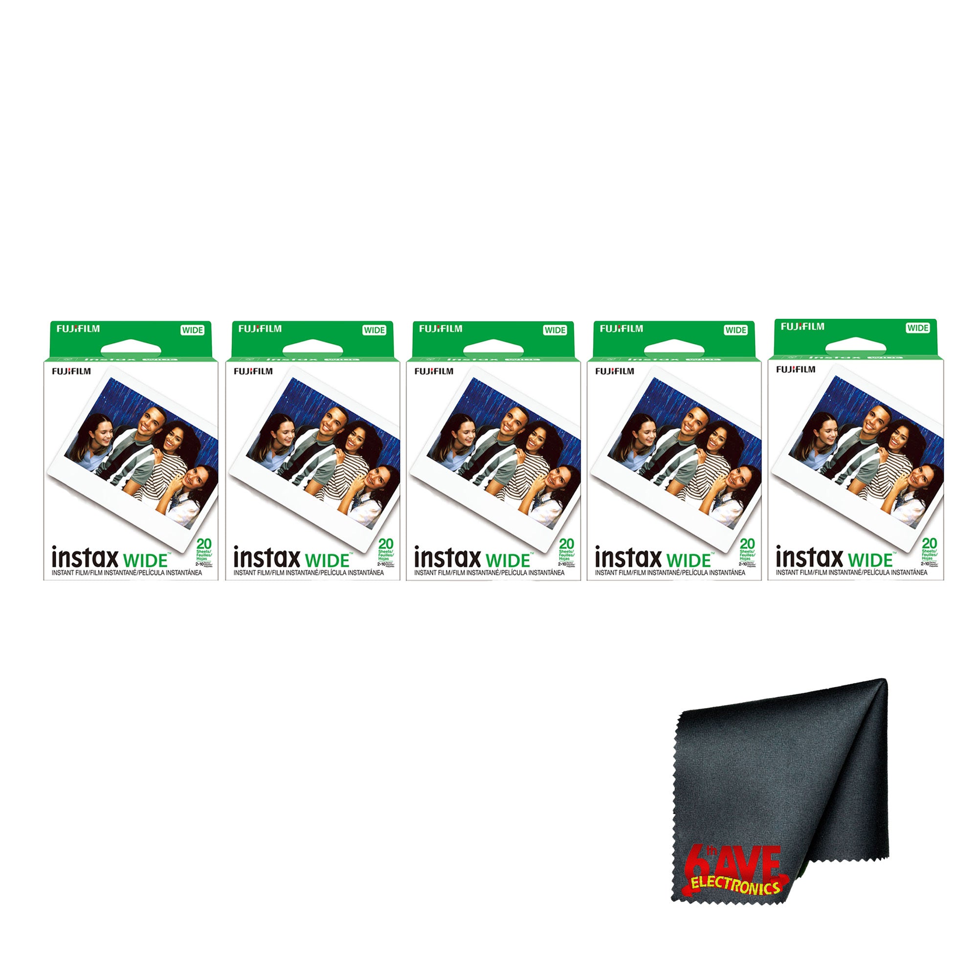 Fujifilm instax Wide Instant Film 100 Exposures + Microfiber Cleaning Cloth