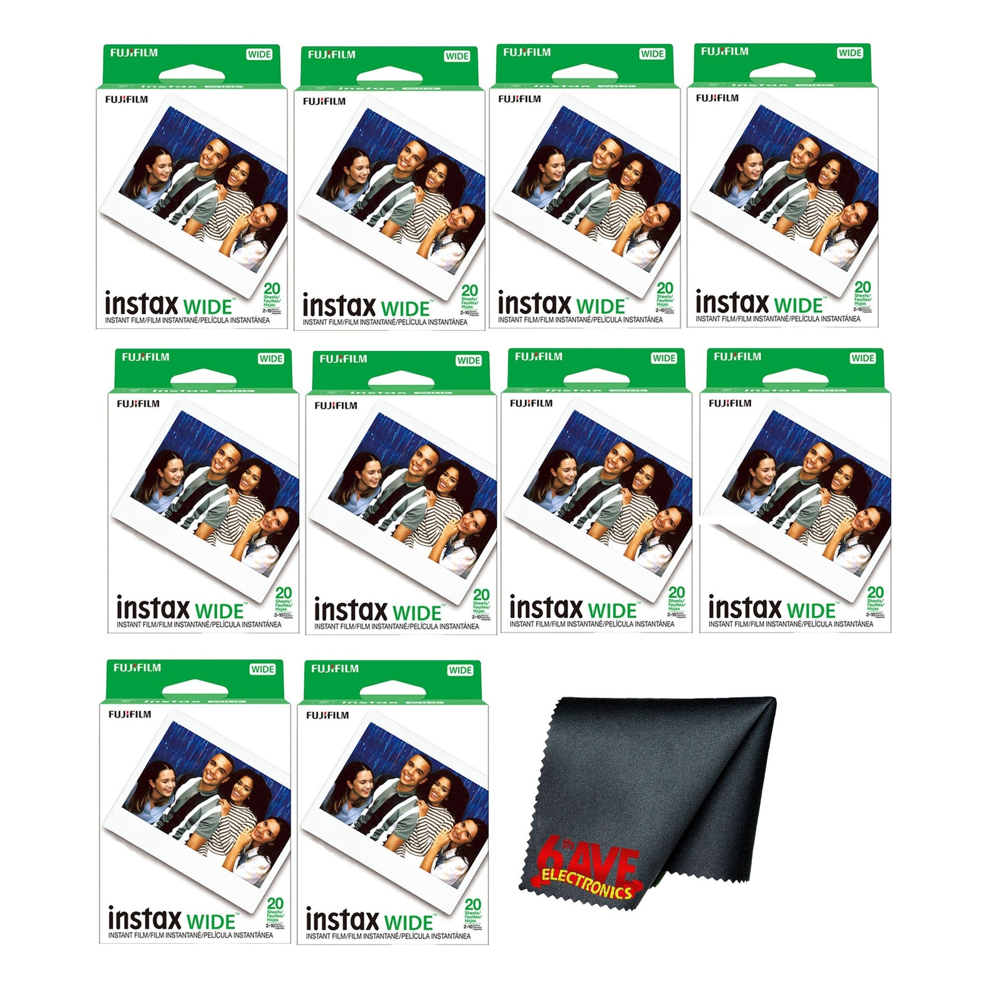 Fujifilm instax Wide Instant Film 200 Exposures + Microfiber Cleaning Cloth Fujifilm