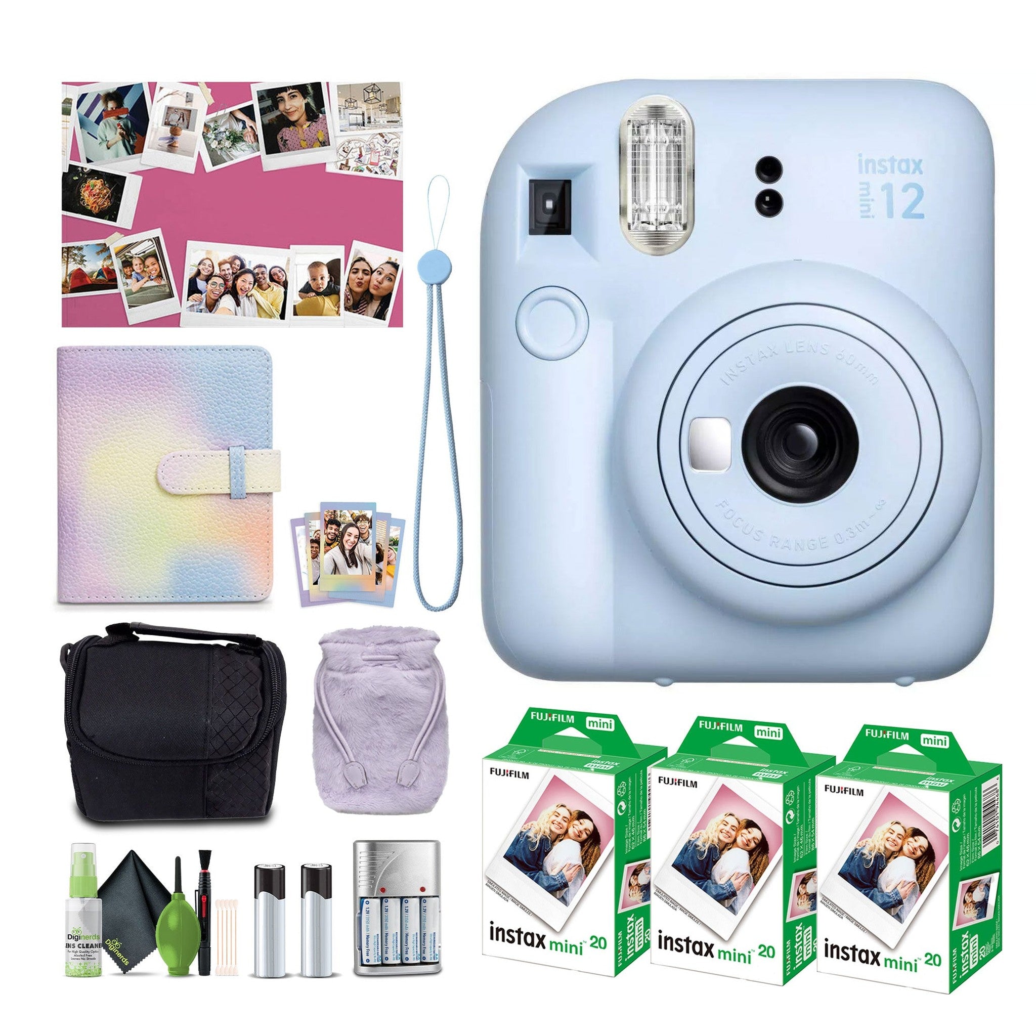 FUJIFILM INSTAX MINI 12 Instant Film Holiday Camera- Blue + 60 Instant Film Fujifilm