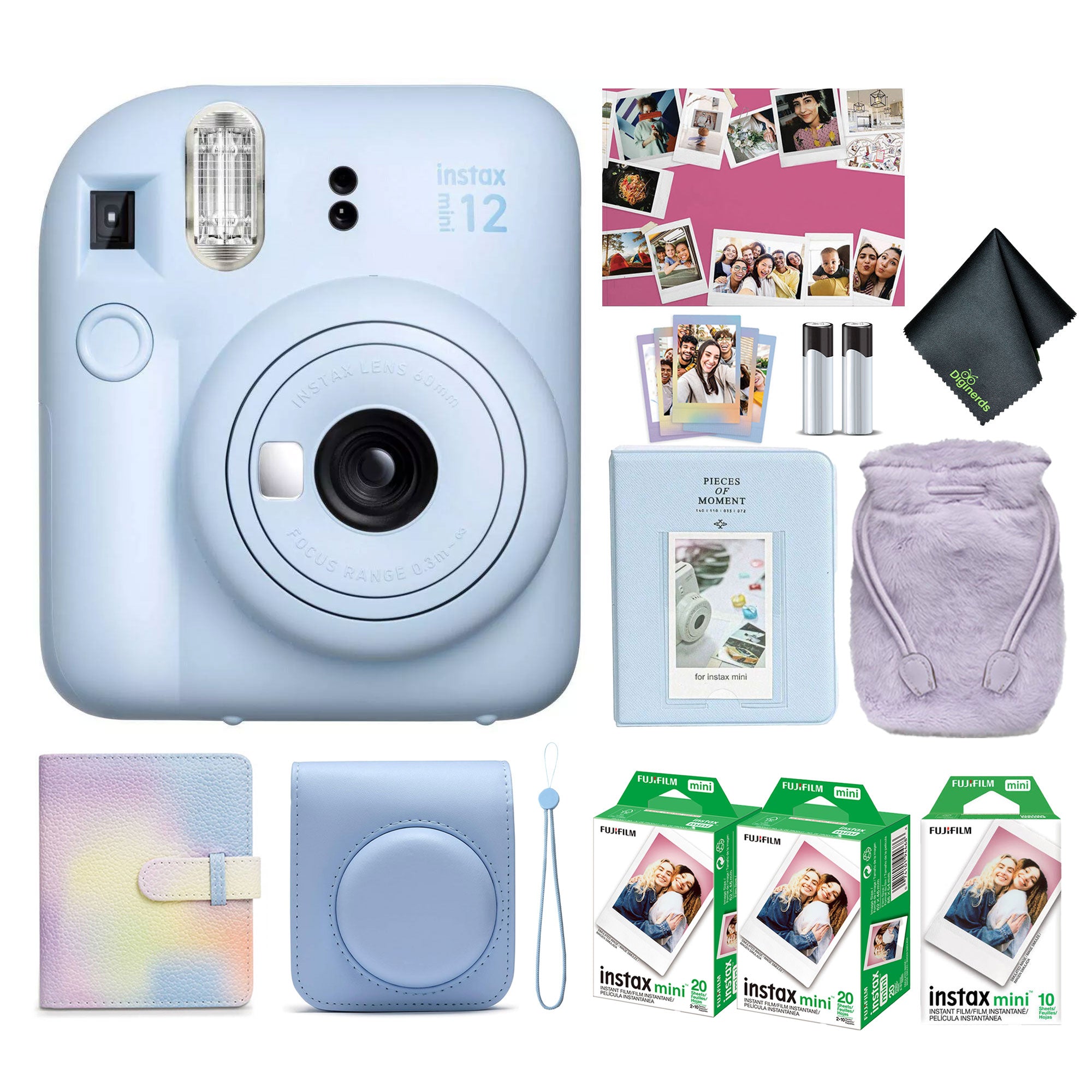 FUJIFILM INSTAX MINI 12 Instant Film Holiday Camera Bundle Pastel Blue 2024