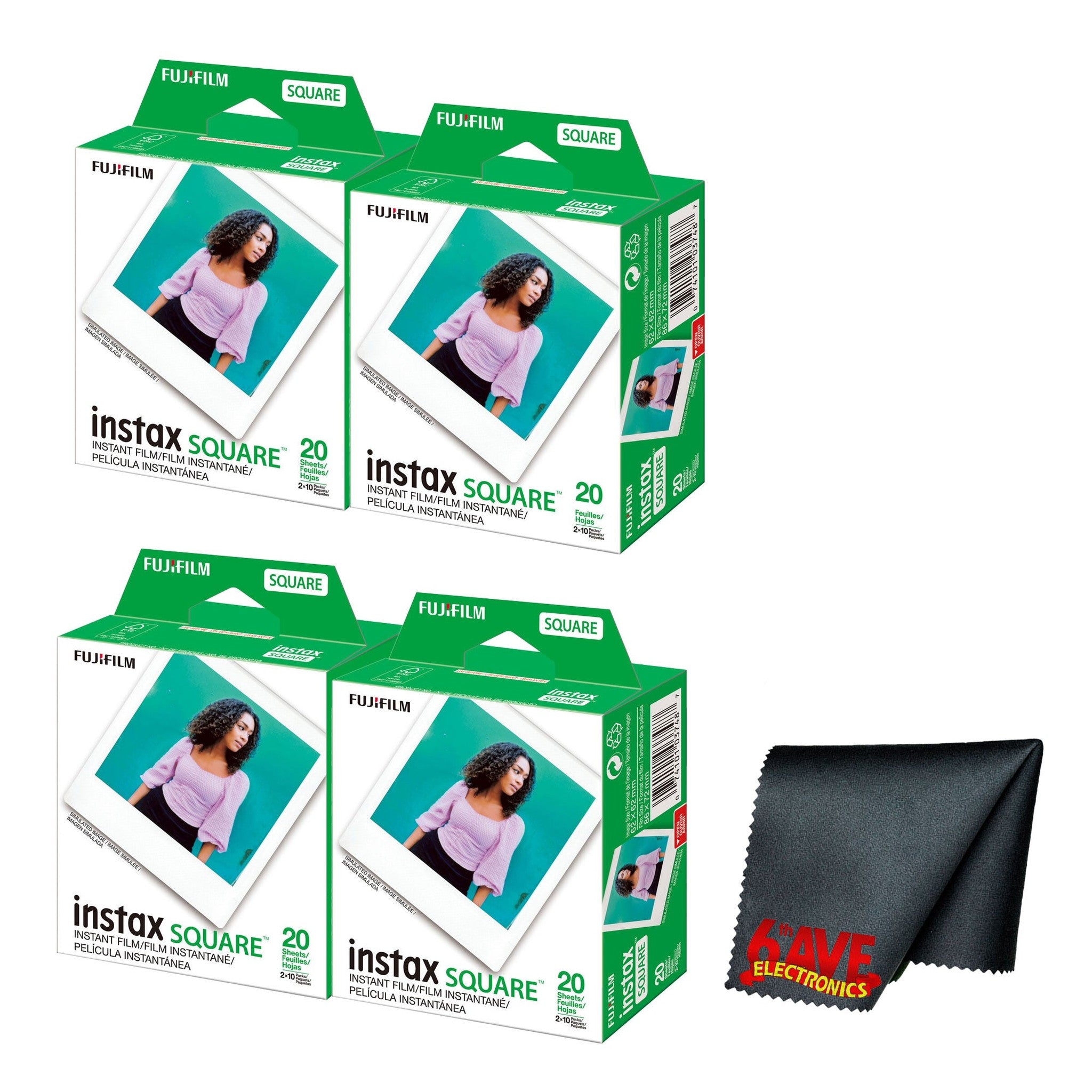 Fujifilm instax SQUARE Instant Film 80 Exposures + Microfiber Cleaning Cloth Fujifilm