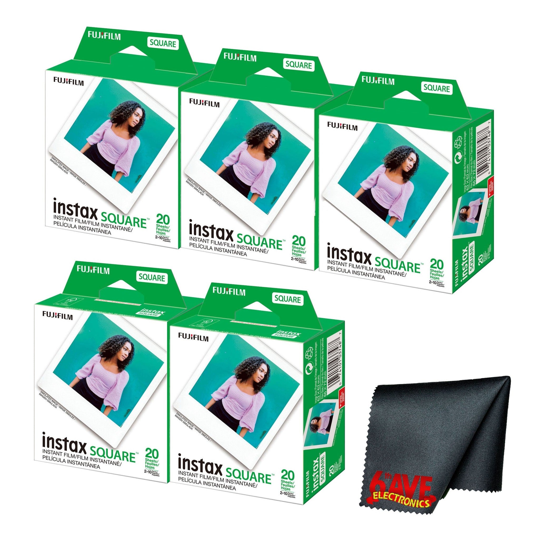Fujifilm instax SQUARE Instant Film 100 Exposures + Microfiber Cleaning Cloth Fujifilm