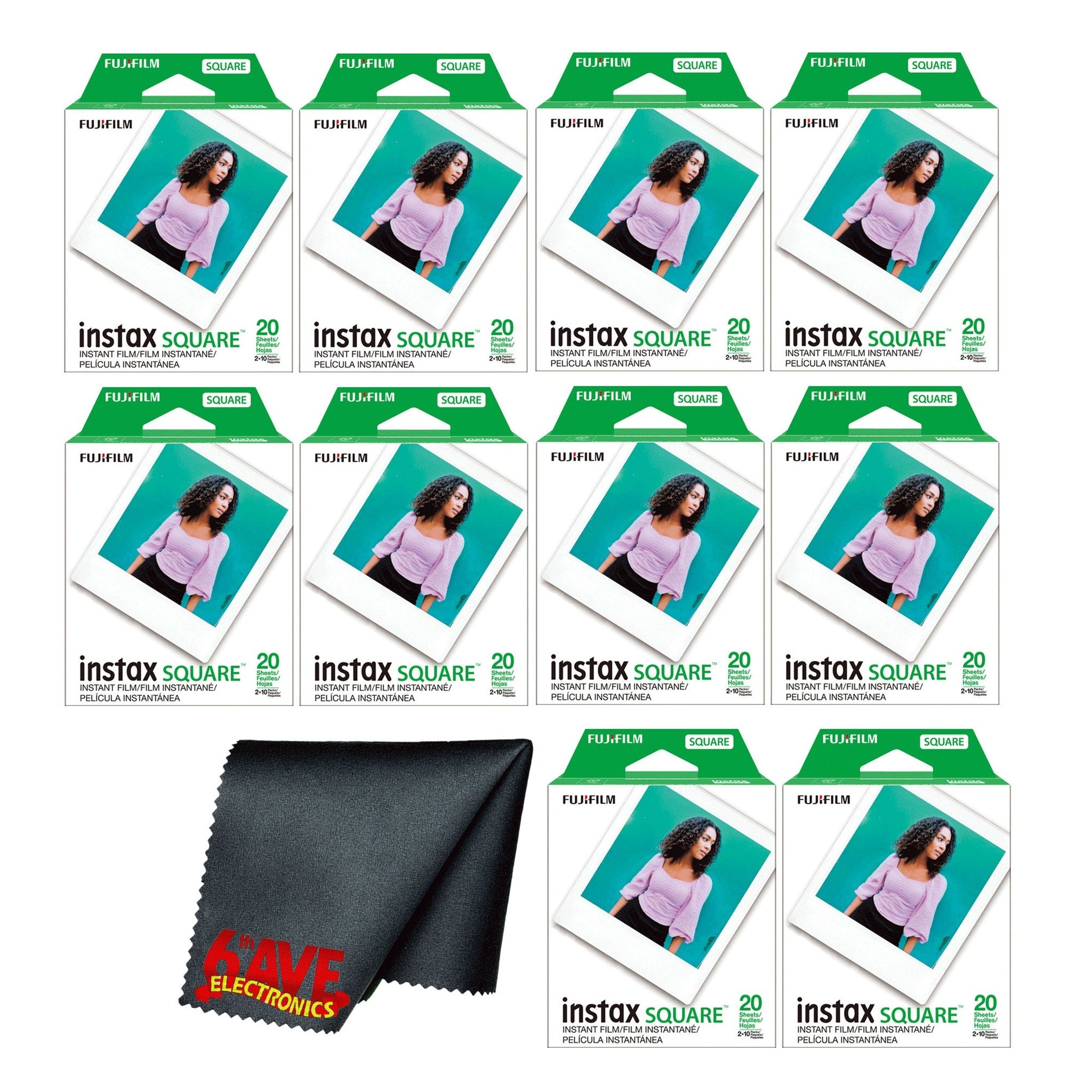 Fujifilm instax SQUARE Instant Film 200 Exposures + Microfiber Cleaning Cloth Fujifilm