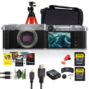 FUJIFILM X-E5 Mirrorless Digital Camera Silver , 2x 64GB UHS-II SDXC Memory Card