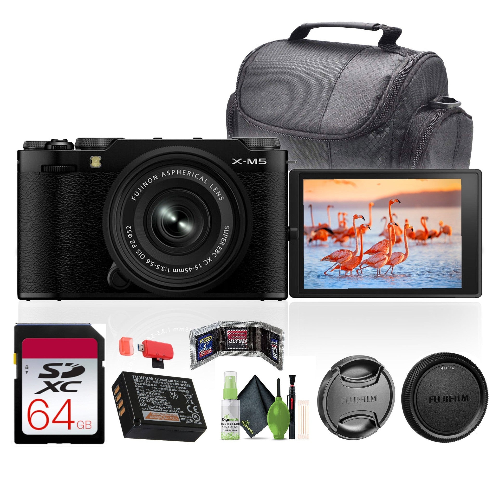 Fujifilm X-M5 Mirrorless Camera + XC 15-45mm f/3.5-5.6 OIS PZ Lens Bundle -Black