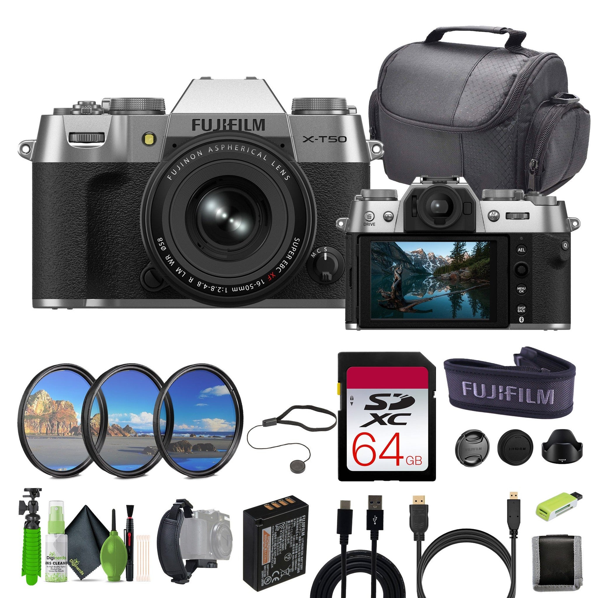 Fujifilm X-T50 Mirrorless Digital Camera XF16-50mm + More Accessories - Silver