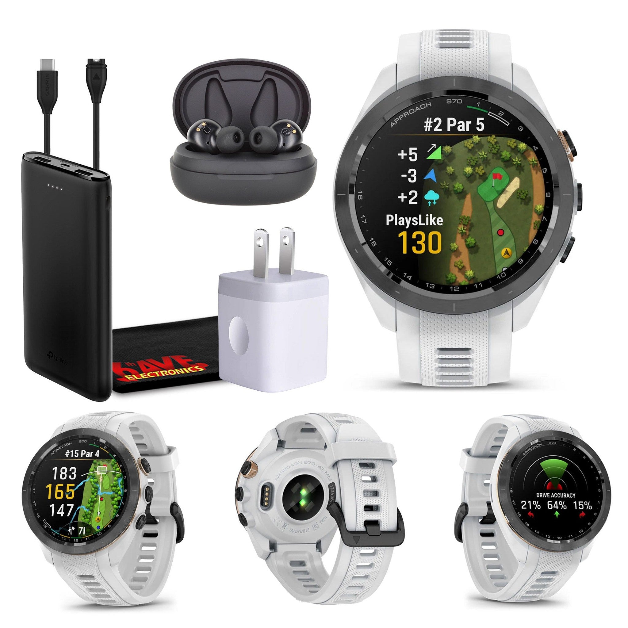 Garmin Approach S70 42MM Fitness Tracker Watch GPS Golf Smartwatch For Men-White