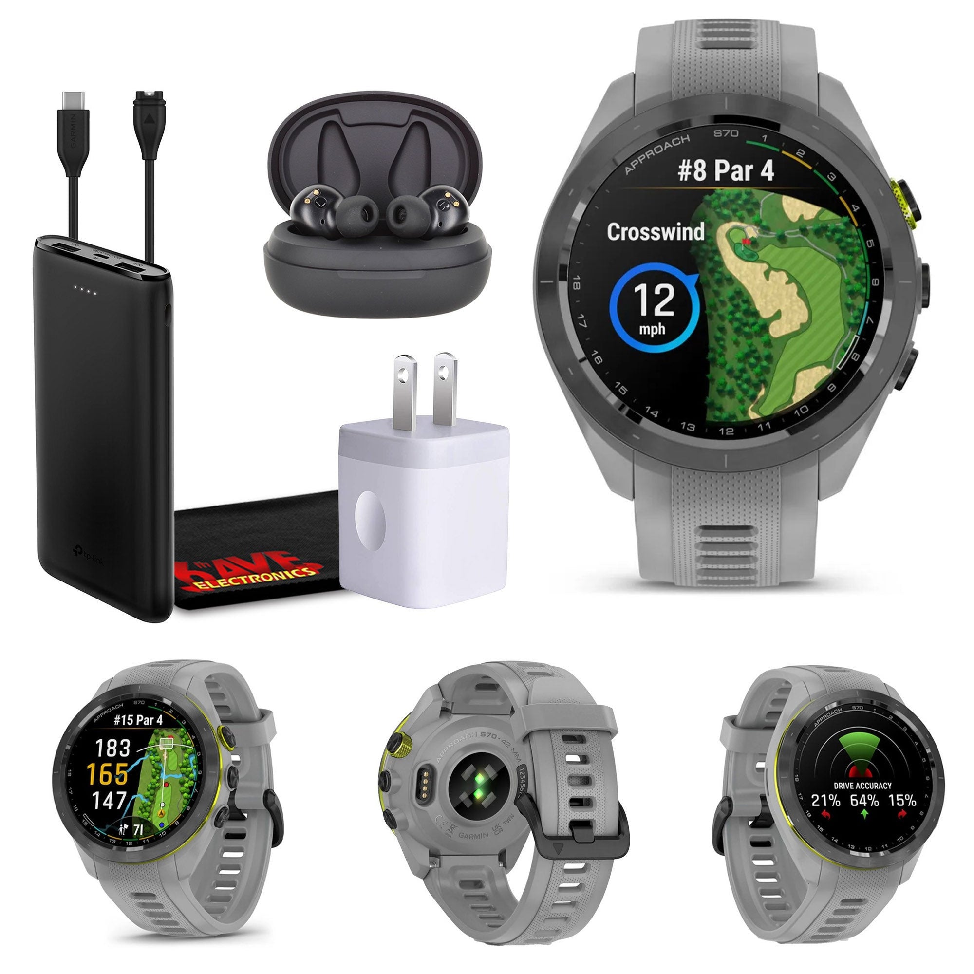 Garmin Approach S70 42MM FitnesS Tracker Watch GPS Golf Smartwatch For Men - Gray