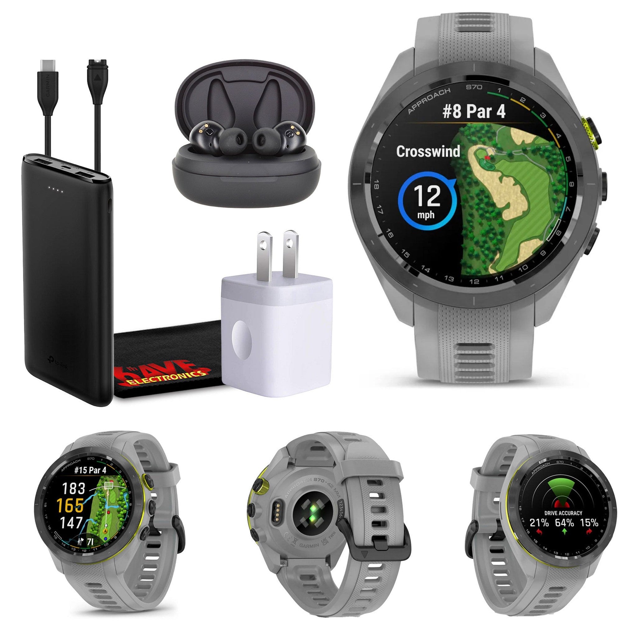 Garmin Approach S70 42MM FitnesS Tracker Watch GPS Golf Smartwatch For Men - Gray