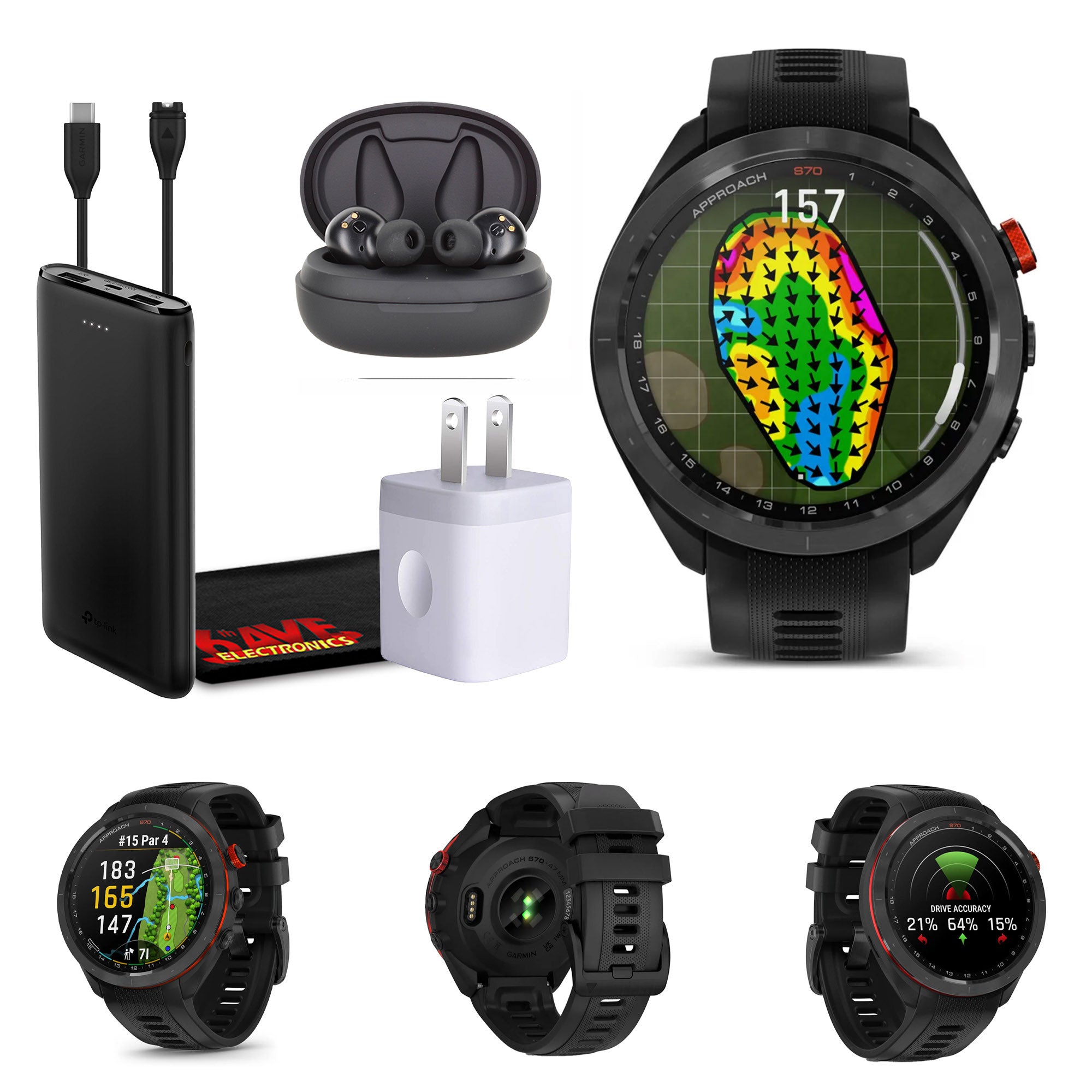 Garmin Approach S70 47MM Fitness Tracker Watch GPS Golf Smartwatch For Men-Black