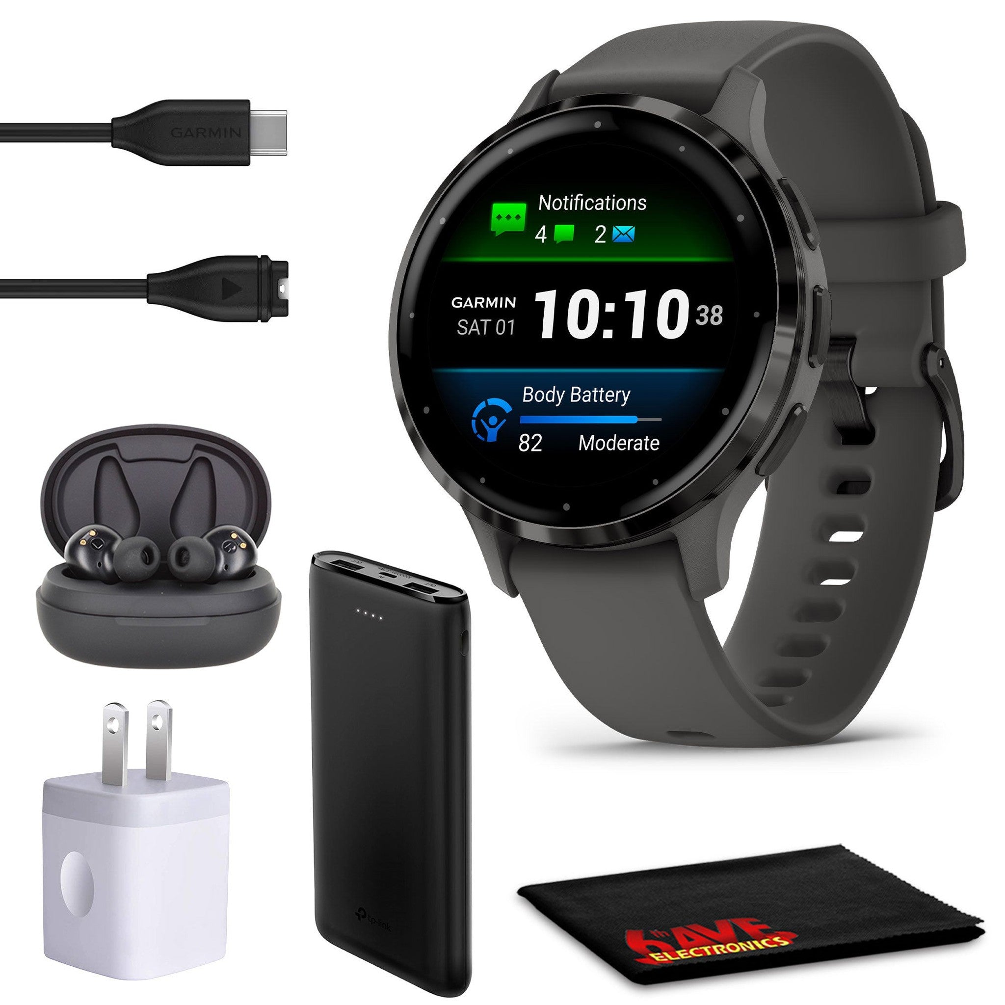 GarminVenu 3S Advanced Health & Fitness Tracker Smart Watch - Pebble Gray