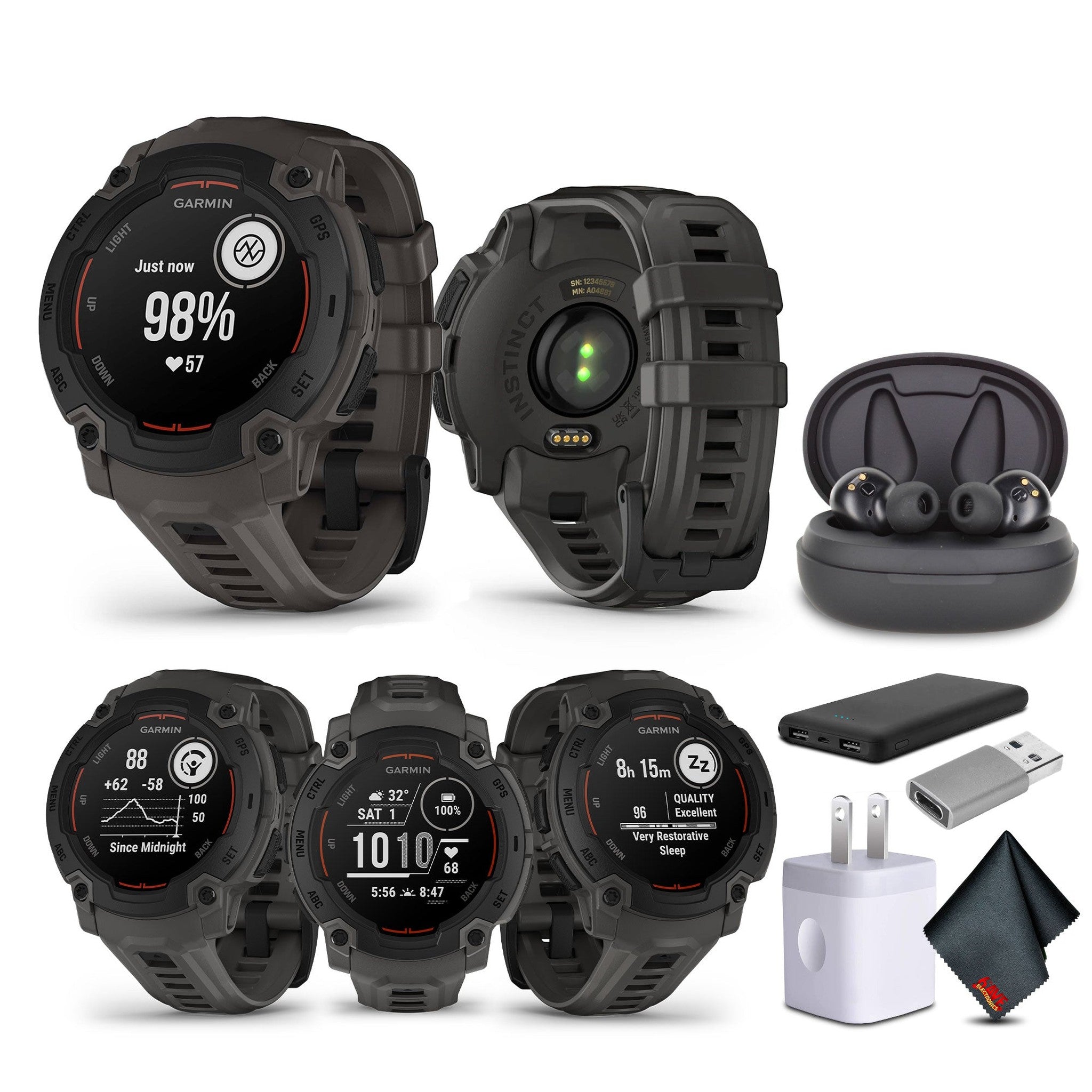 Garmin Instinct E 45mm, Outdoor GPS Smartwatch 16 Days Battery Life, Charcoal