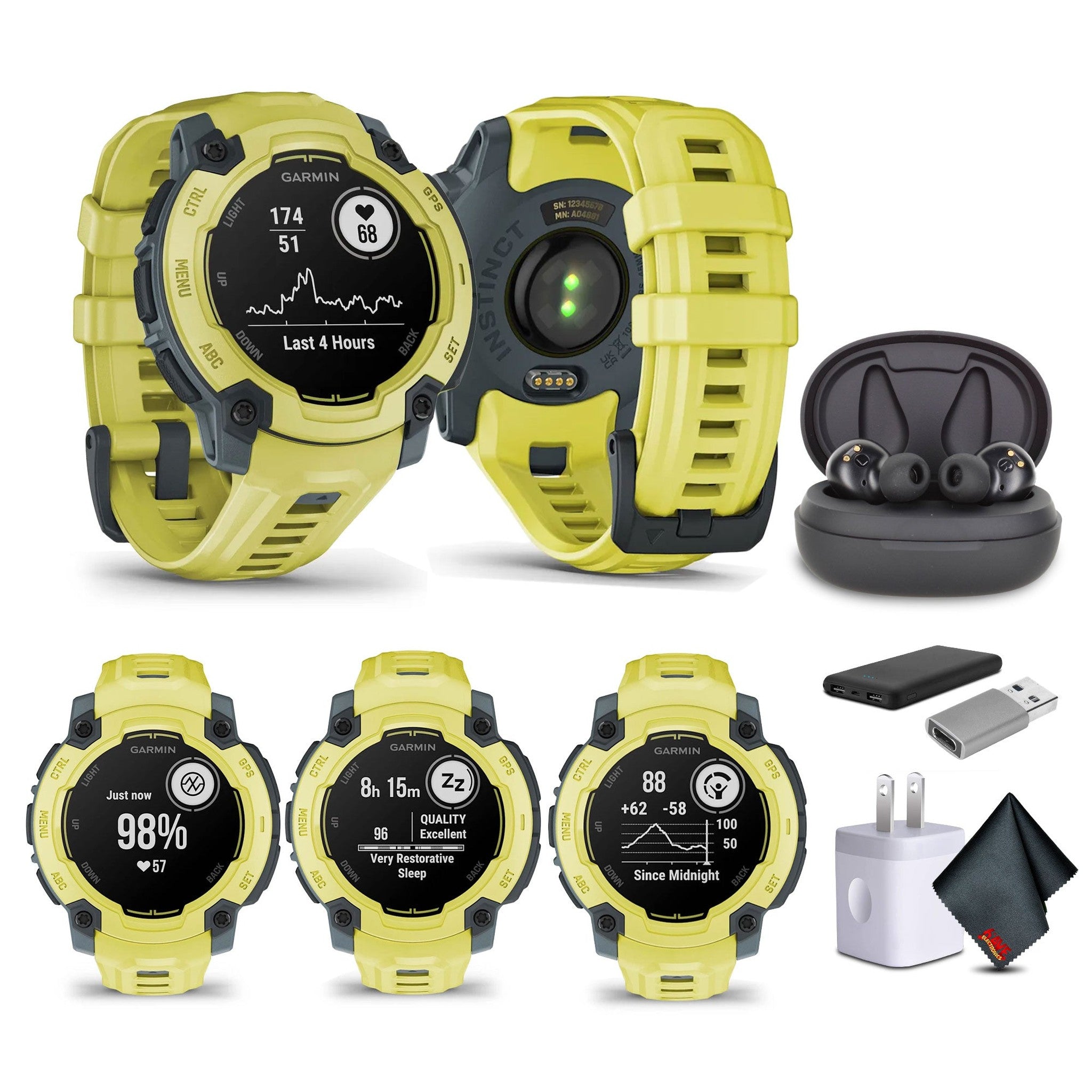 Garmin Instinct E 45mm Outdoor GPS Smartwatch 16 Days Battery Life Electric Lime