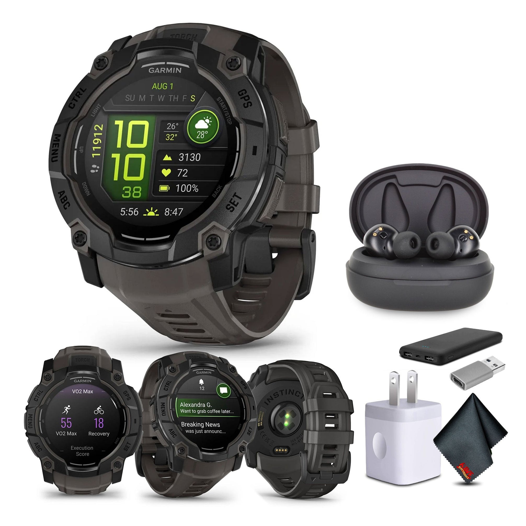 Garmin Instinct 3 45mm AMOLED Outdoor GPS Smartwatch Built-in Flashlight (Black)