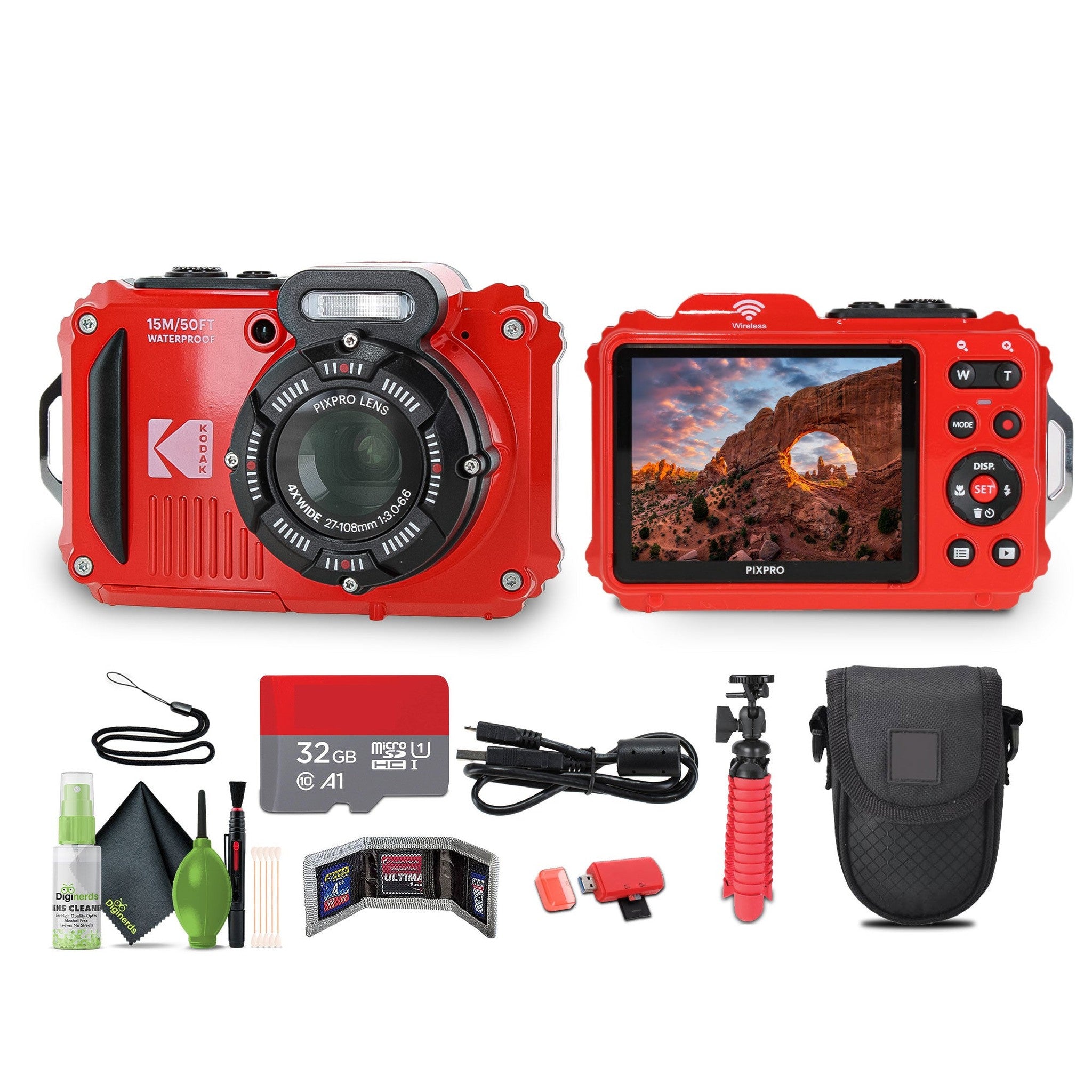 KODAK PIXPRO WPZ2 Rugged Waterproof Dustproof Digital Vlogging Camera Red KODAK