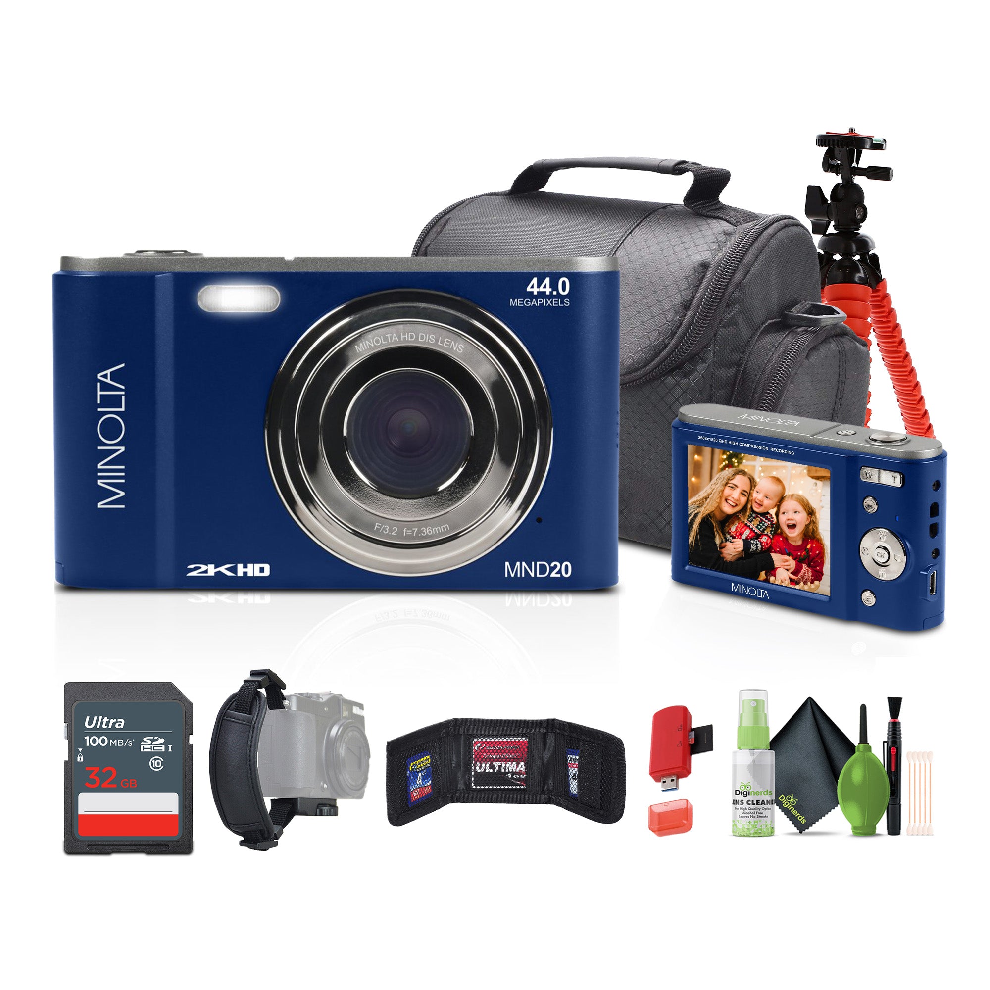 Minolta MND20 44 MP / 2.7K Ultra HD Digital Camera (Blue)