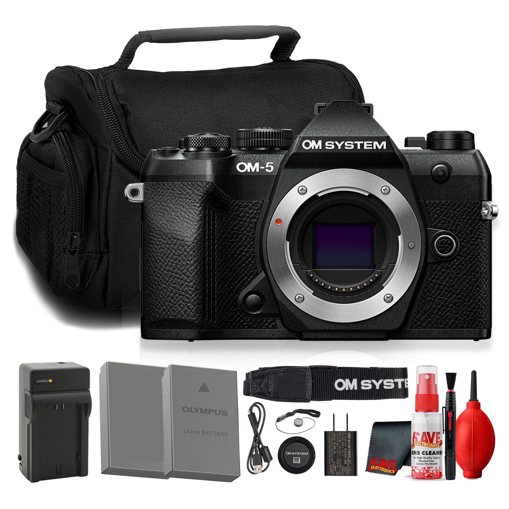 OM SYSTEM OM-5 Mark II Mirrorless Camera Black Bundle