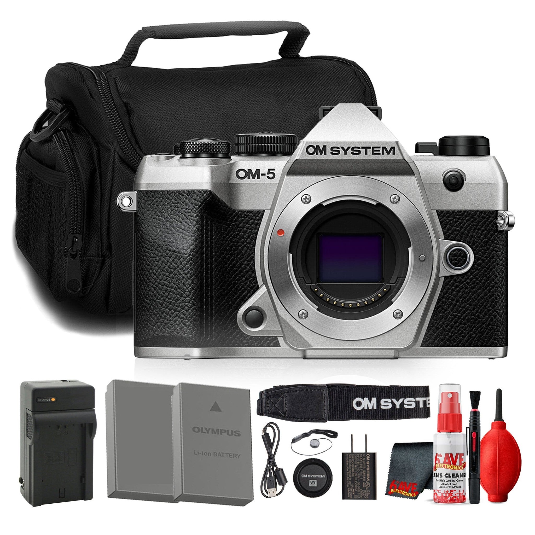 OM SYSTEM OM-5 Mark II Mirrorless Camera Silver Bundle