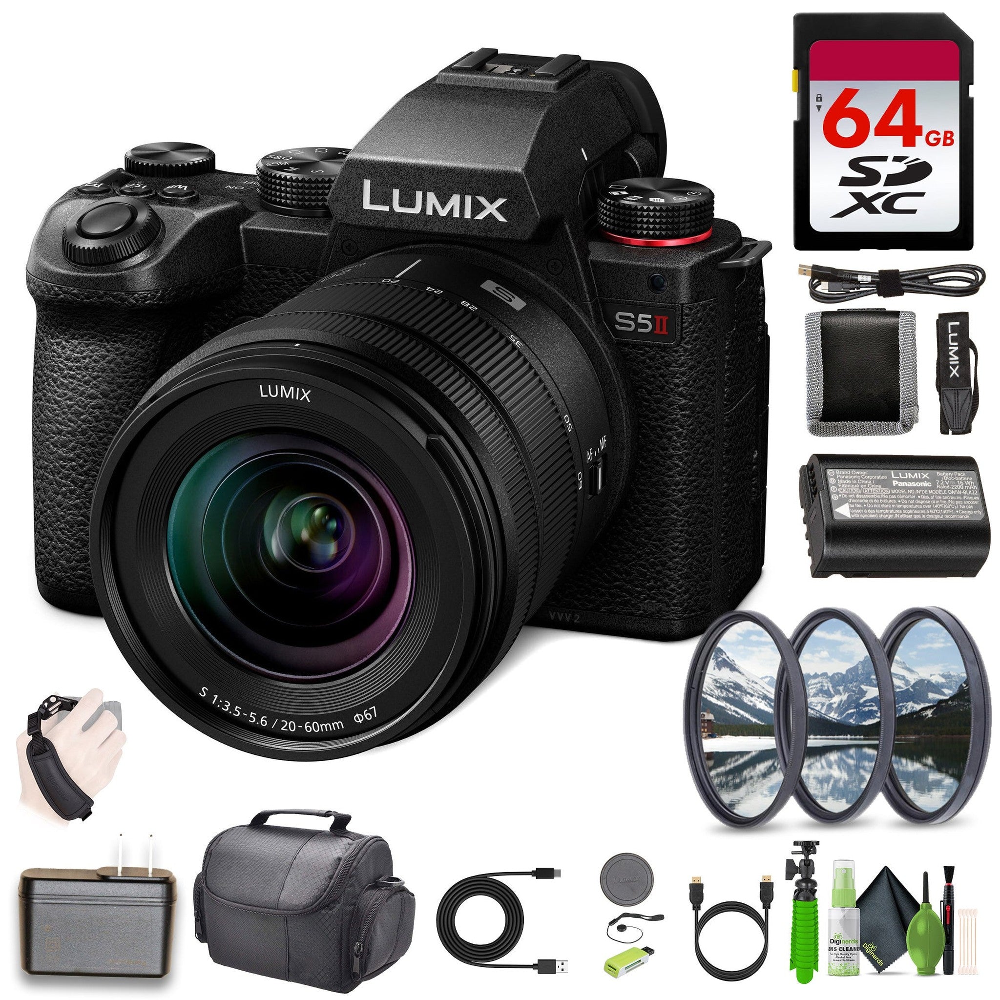 Panasonic LUMIX S5II Mirrorless Camera With 20-60mm F3.5-5.6 L Mount Lens Bundle