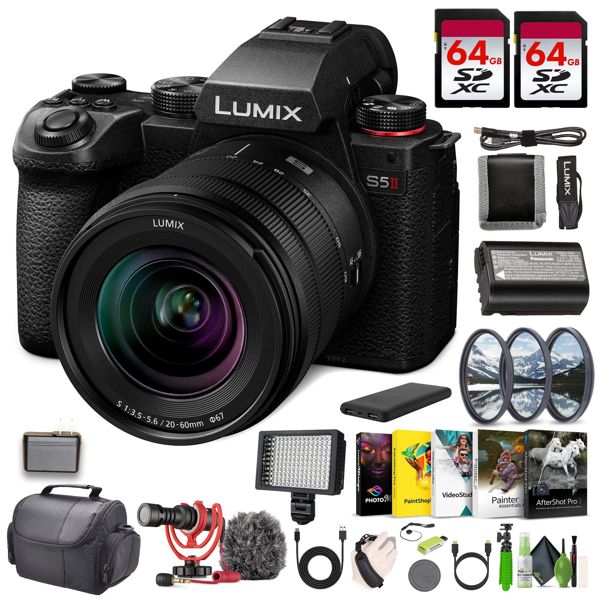 Panasonic LUMIX S5II Mirrorless Camera With 20-60mm F3.5-5.6-L Mount Lens Bundle
