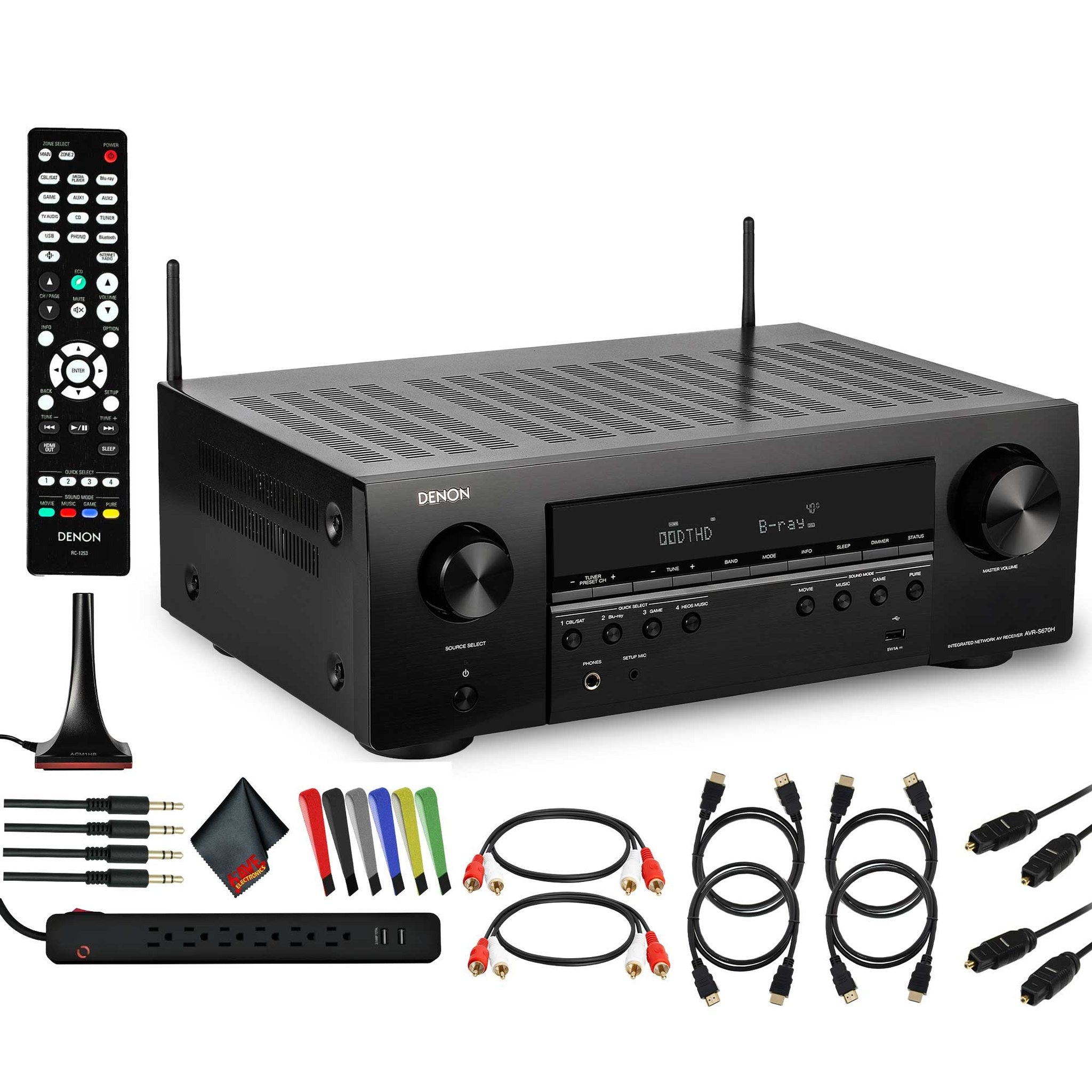 Denon S-Series AVR-S670H 5.2-Channel Network A/V Receiver Bundle Denon
