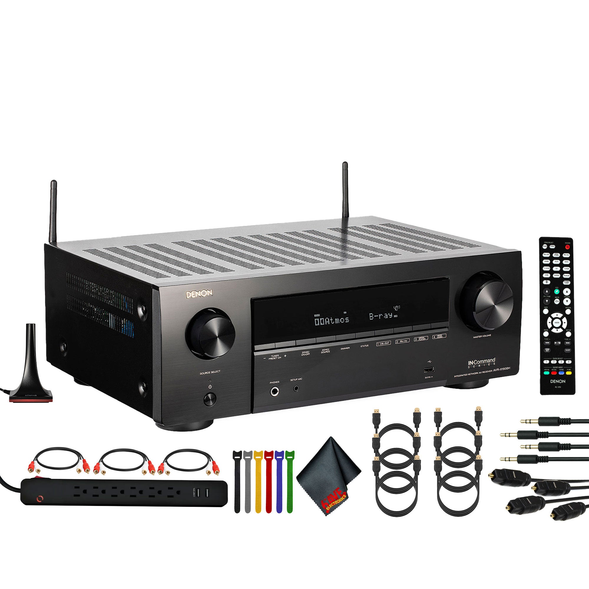 Denon X-Series AVR-X1800H 7.2-Channel Network A/V Receiver Bundle